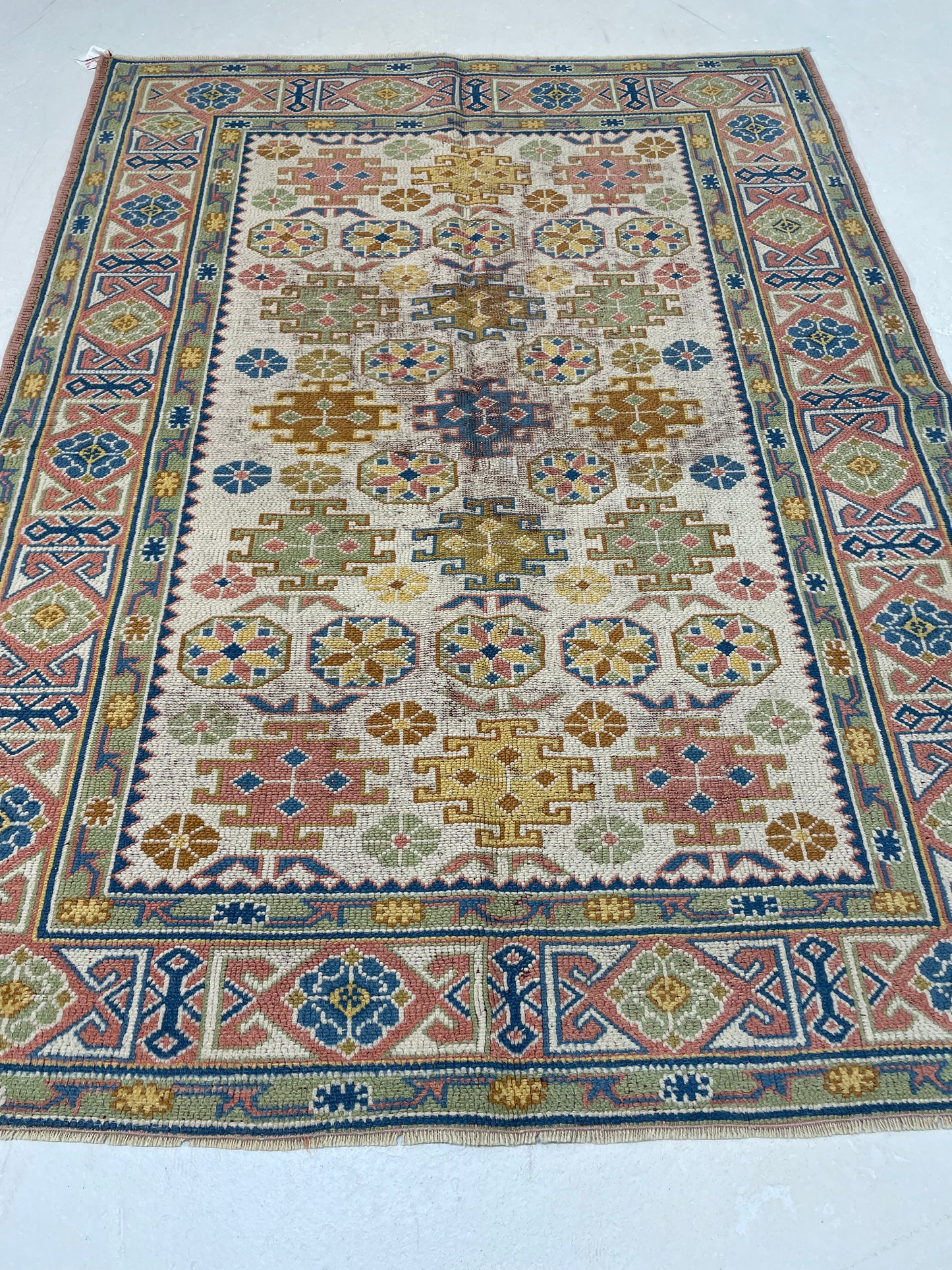 Hand-Knotted Wool Rug Turkish Oushak 4' x 5'2"