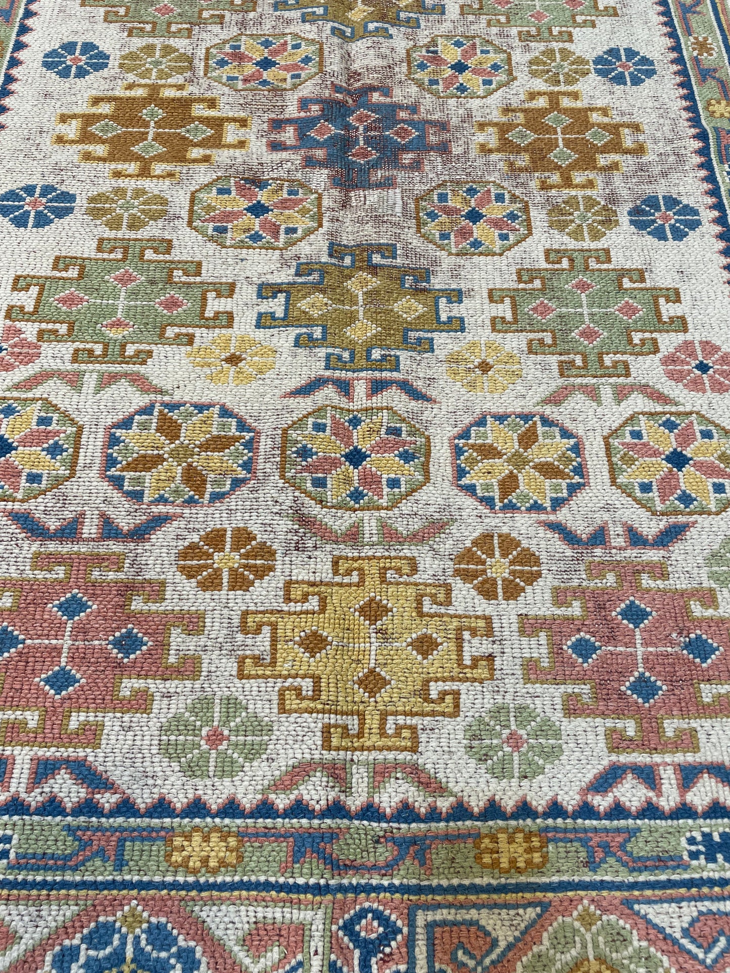 Hand-Knotted Wool Rug Turkish Oushak 4' x 5'2"