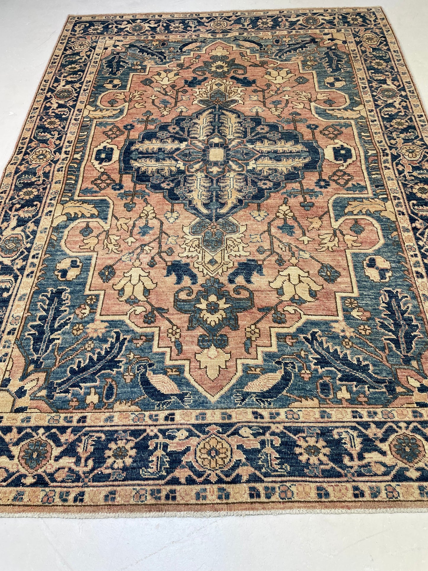 Hand-Knotted Wool Rug Turkish Oushak 4'10" x 6'11"