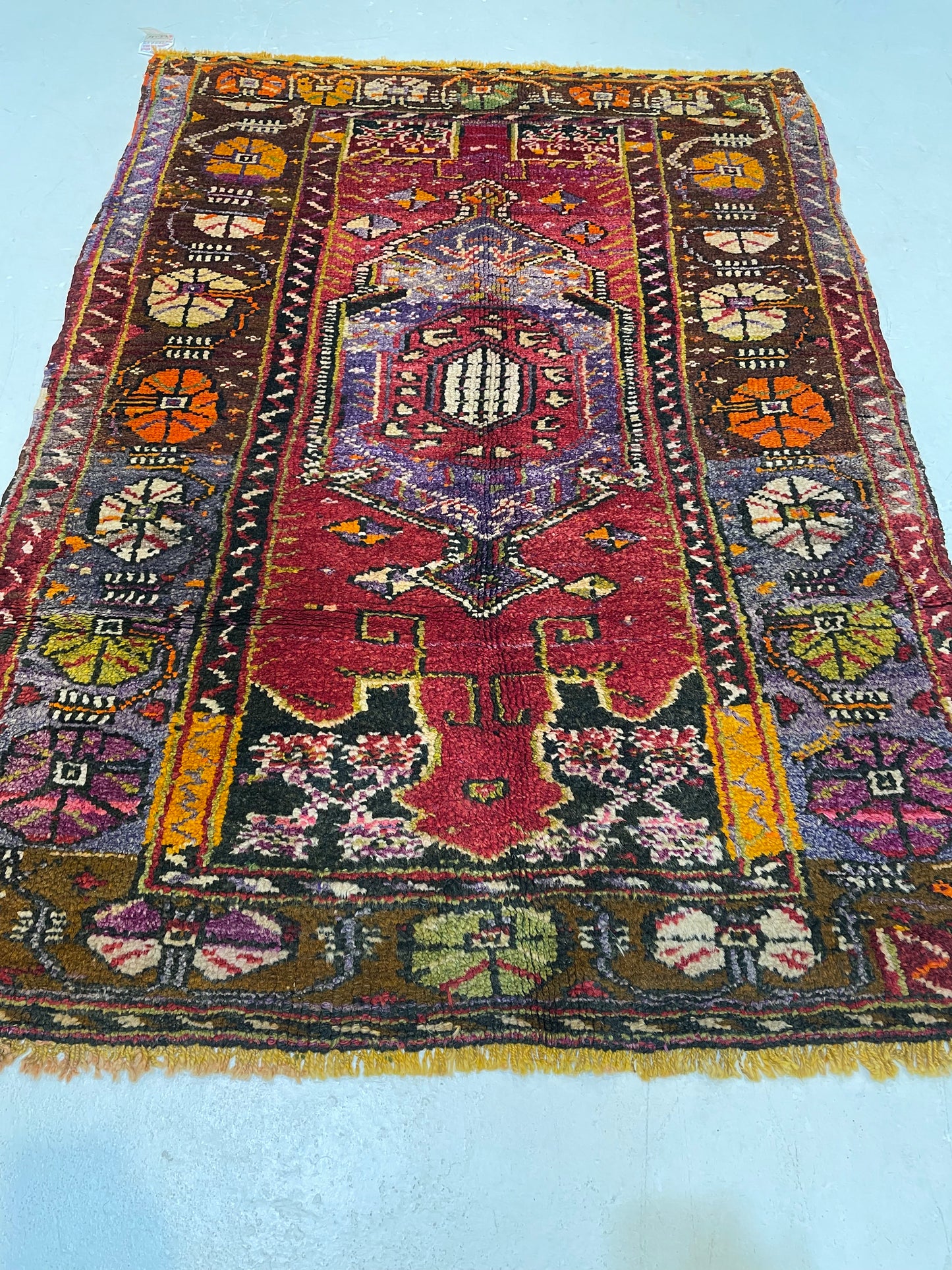Hand-Knotted Wool Rug Turkish Oushak 3'7" x 4'8"