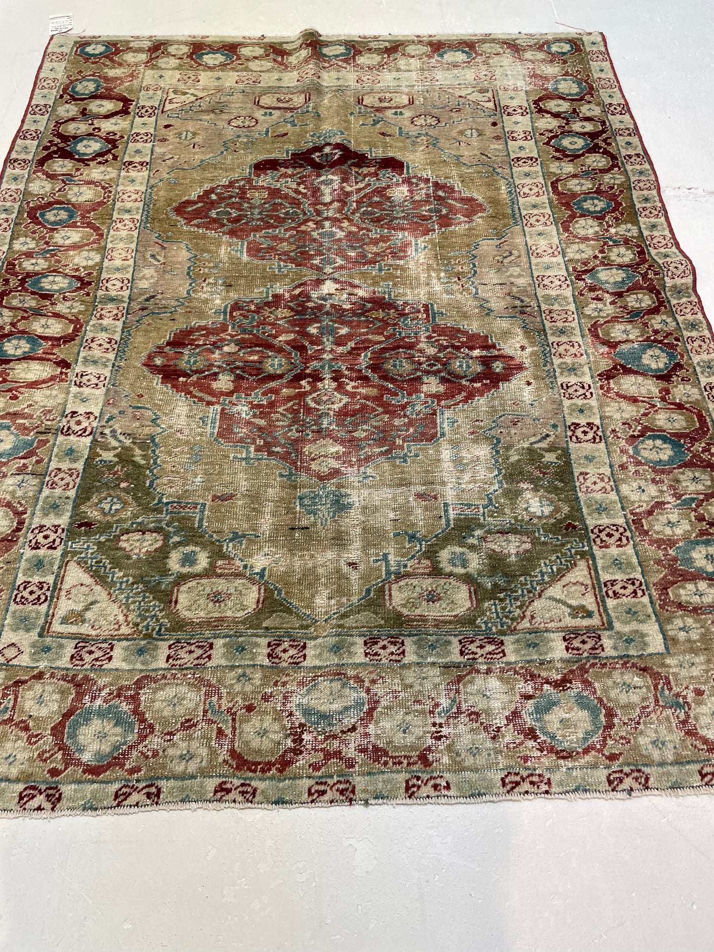 Hand-Knotted Wool Rug Turkish Oushak 4'2" x 5'3"