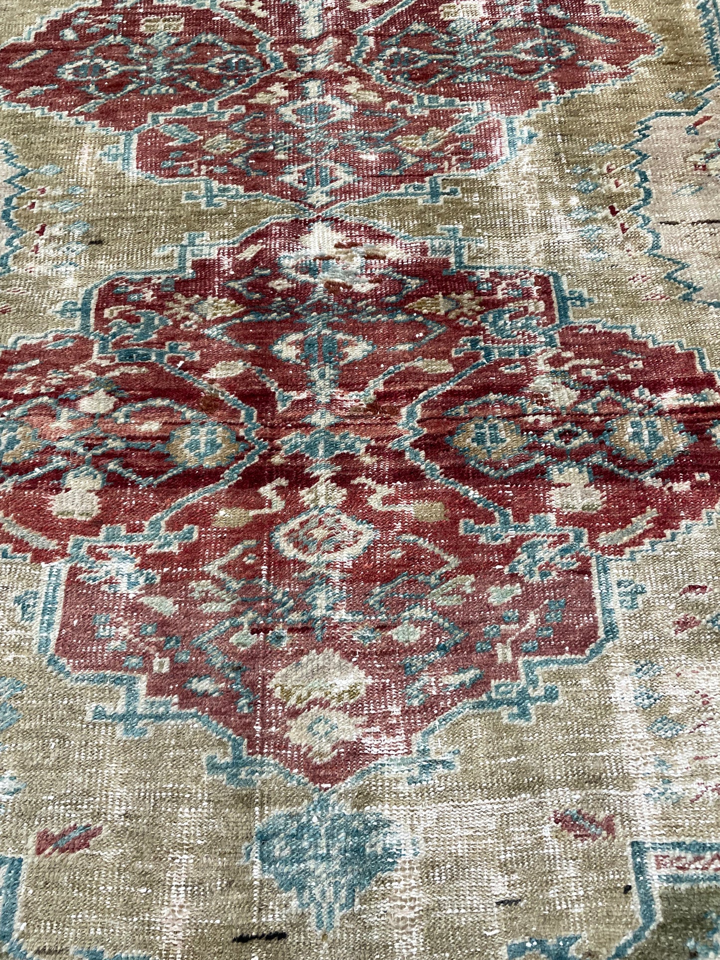 Hand-Knotted Wool Rug Turkish Oushak 4'2" x 5'3"