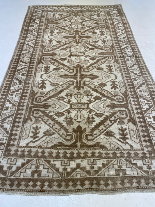 Hand-Knotted Wool Runner Turkish Oushak 3'5" x 6'2"
