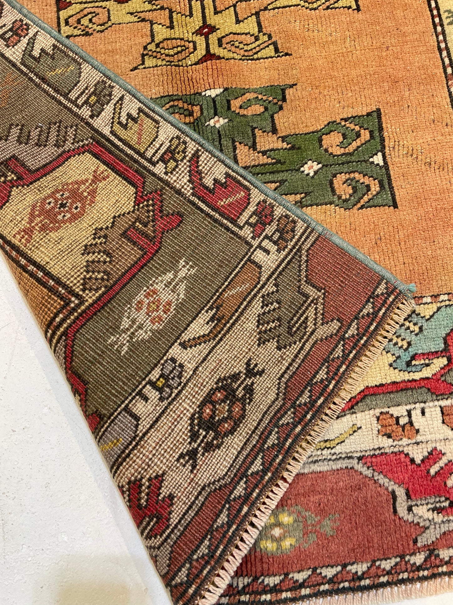 Hand-Knotted Wool Runner Turkish Oushak 2'11" x 6'