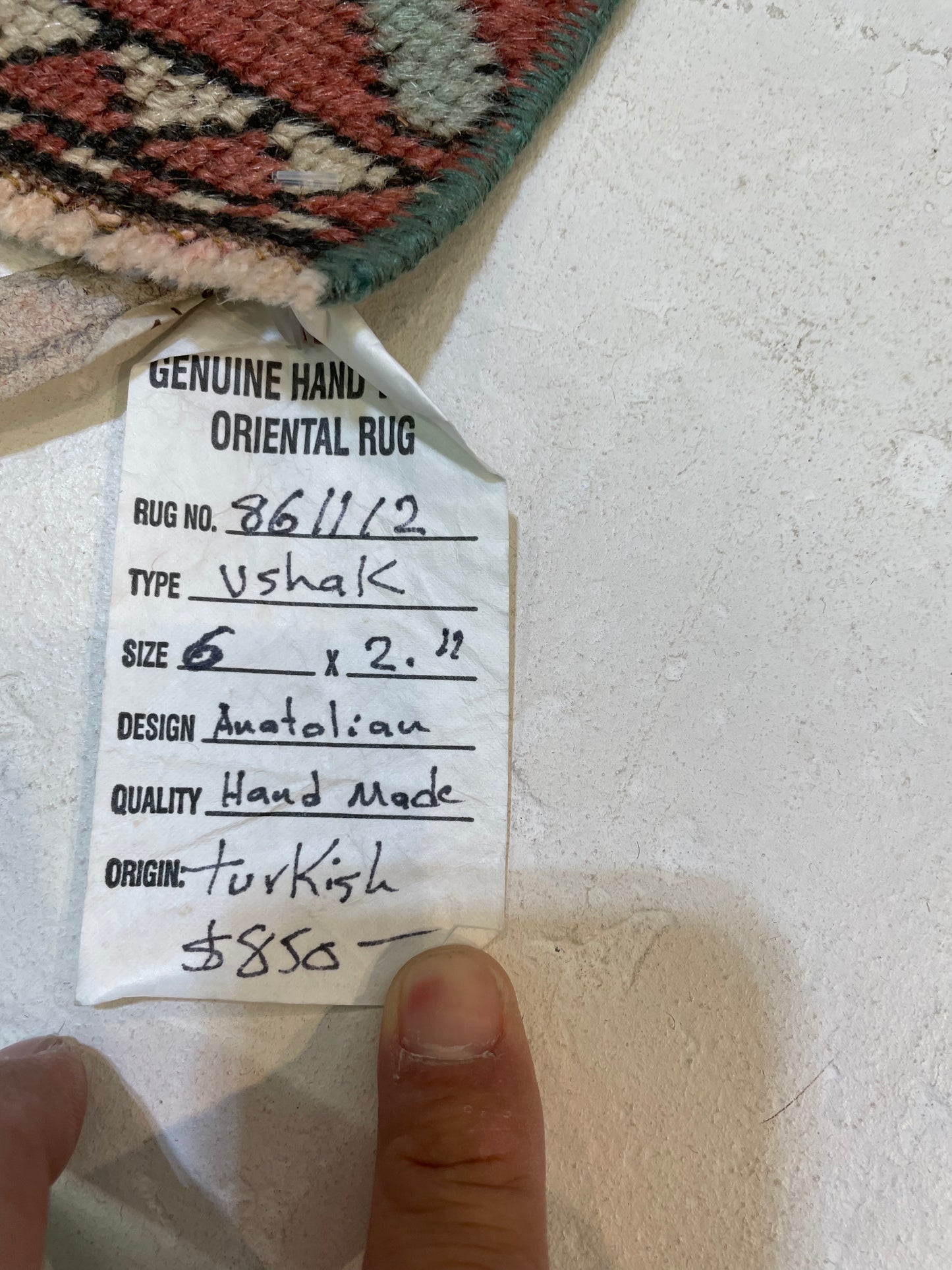 Hand-Knotted Wool Runner Turkish Oushak 2'11" x 6'