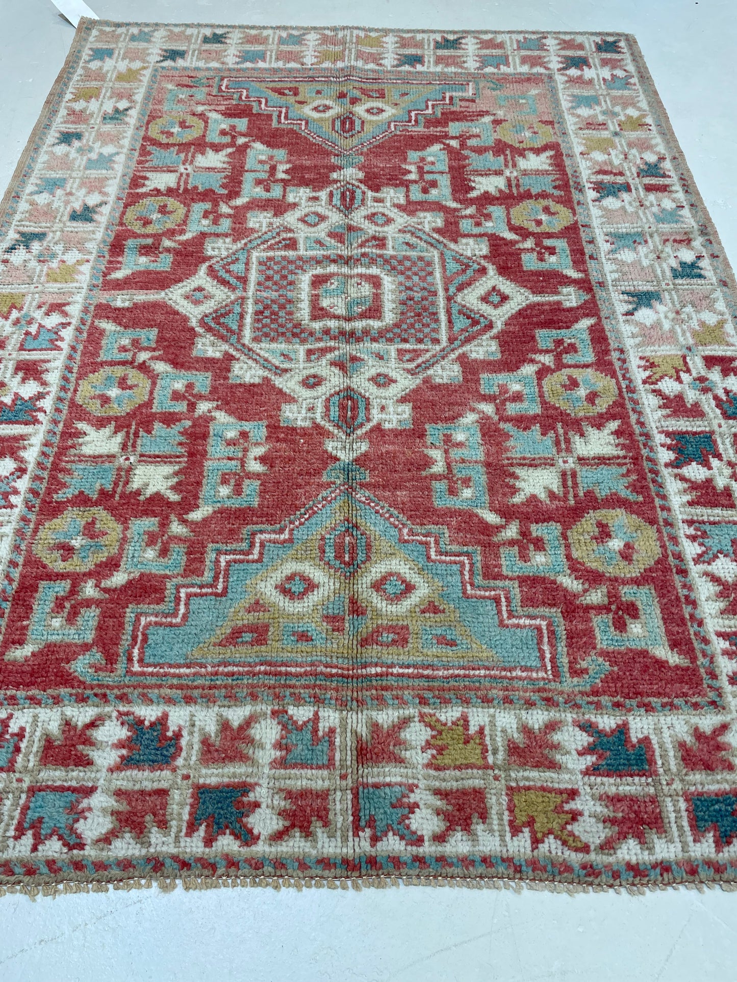 Hand-Knotted Wool Rug Turkish Oushak 4' x 5'6"