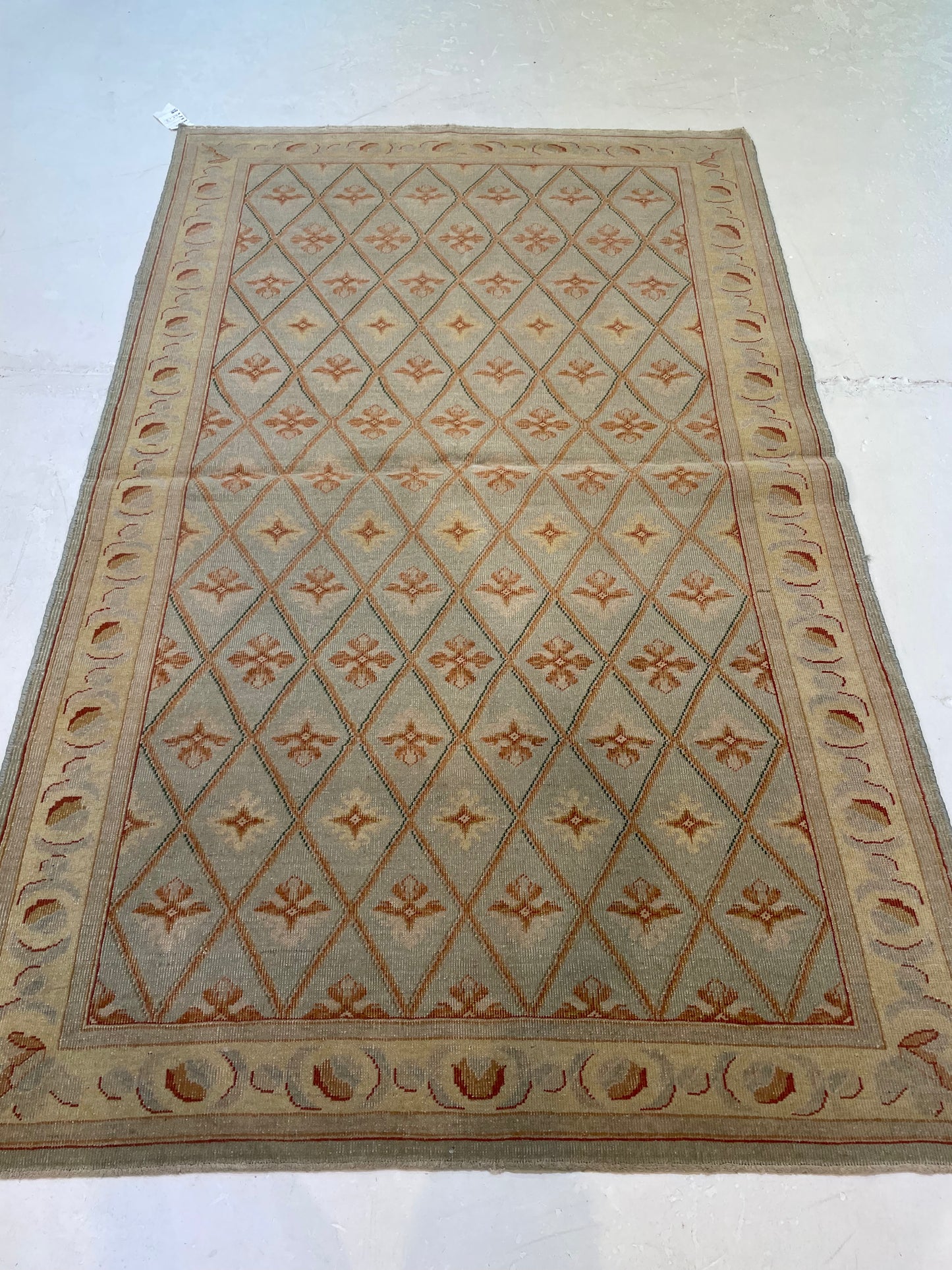 Hand-Knotted Wool Rug Turkish Oushak 4'4" x 7'