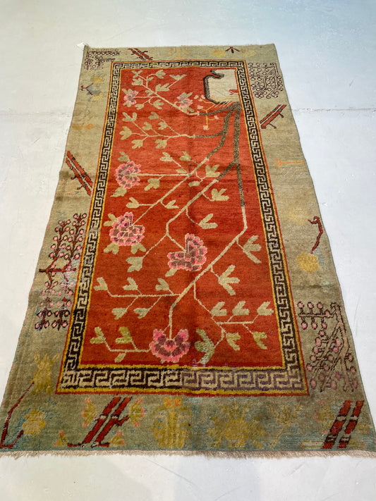 Hand-Knotted Wool Rug Turkish Oushak 4' x 7'8"