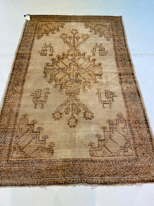 Hand-Knotted Wool Rug Turkish Oushak 4' x 6'7"