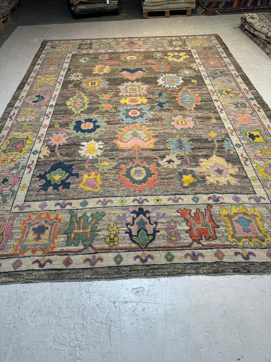 Hand-Knotted Wool Area Rug Tukish Oushak 10'2" x 14'3"