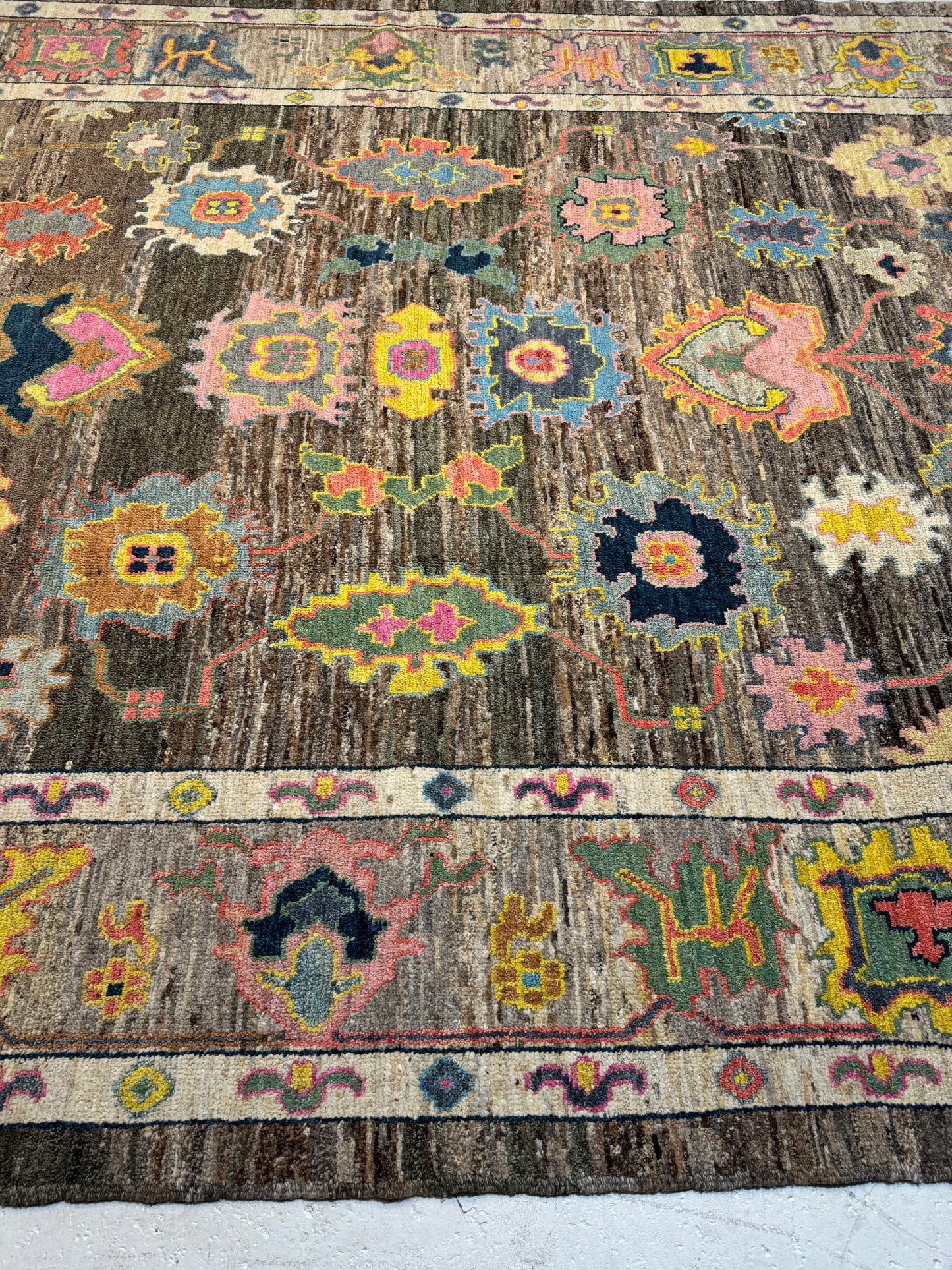 Hand-Knotted Wool Area Rug Tukish Oushak 10'2" x 14'3"