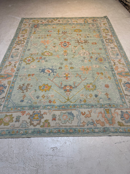Hand-Knotted Wool Area Rug Turkish Oushak 8'2" x 10'10"