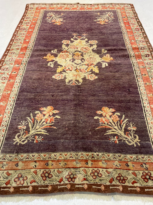 Hand-Knotted Wool Rug Turkish Oushak 3'4" x 5'2"