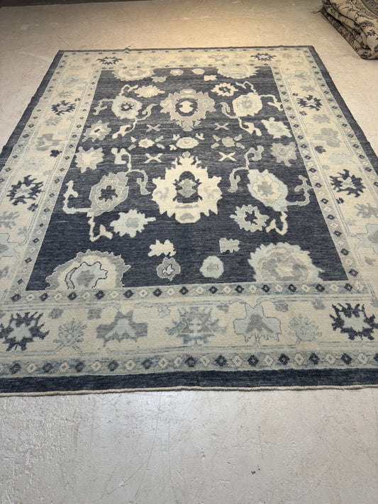 Hand-Knotted Wool Area Rug Turkish Oushak 9'1" x 12'3"