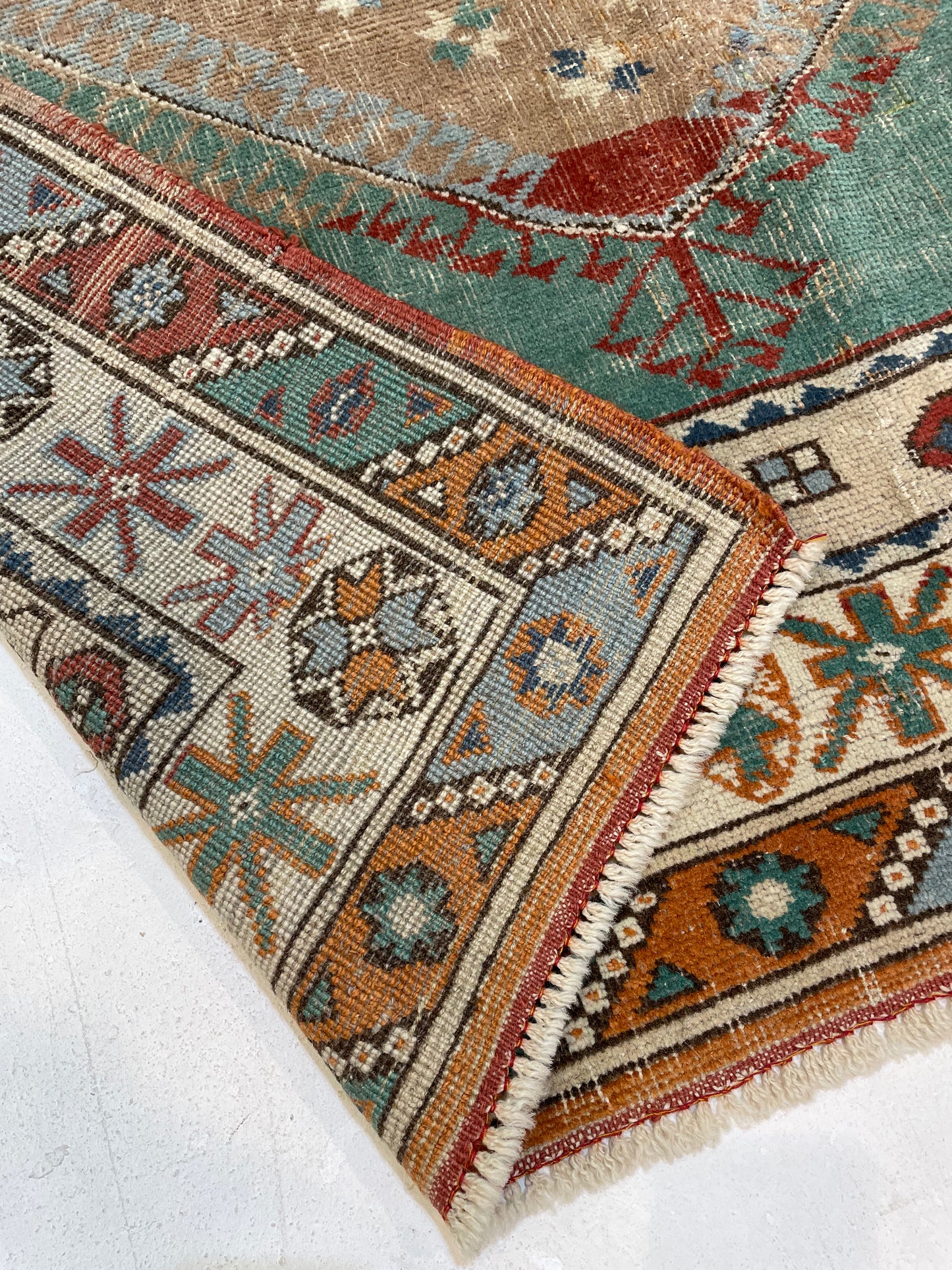 Hand-Knotted Wool Rug Turkish Oushak 3'10" x 5'8"