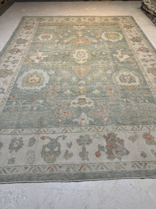 Hand-Knotted Wool Area Rug Turkish Oushak 10'4" x 14'7"