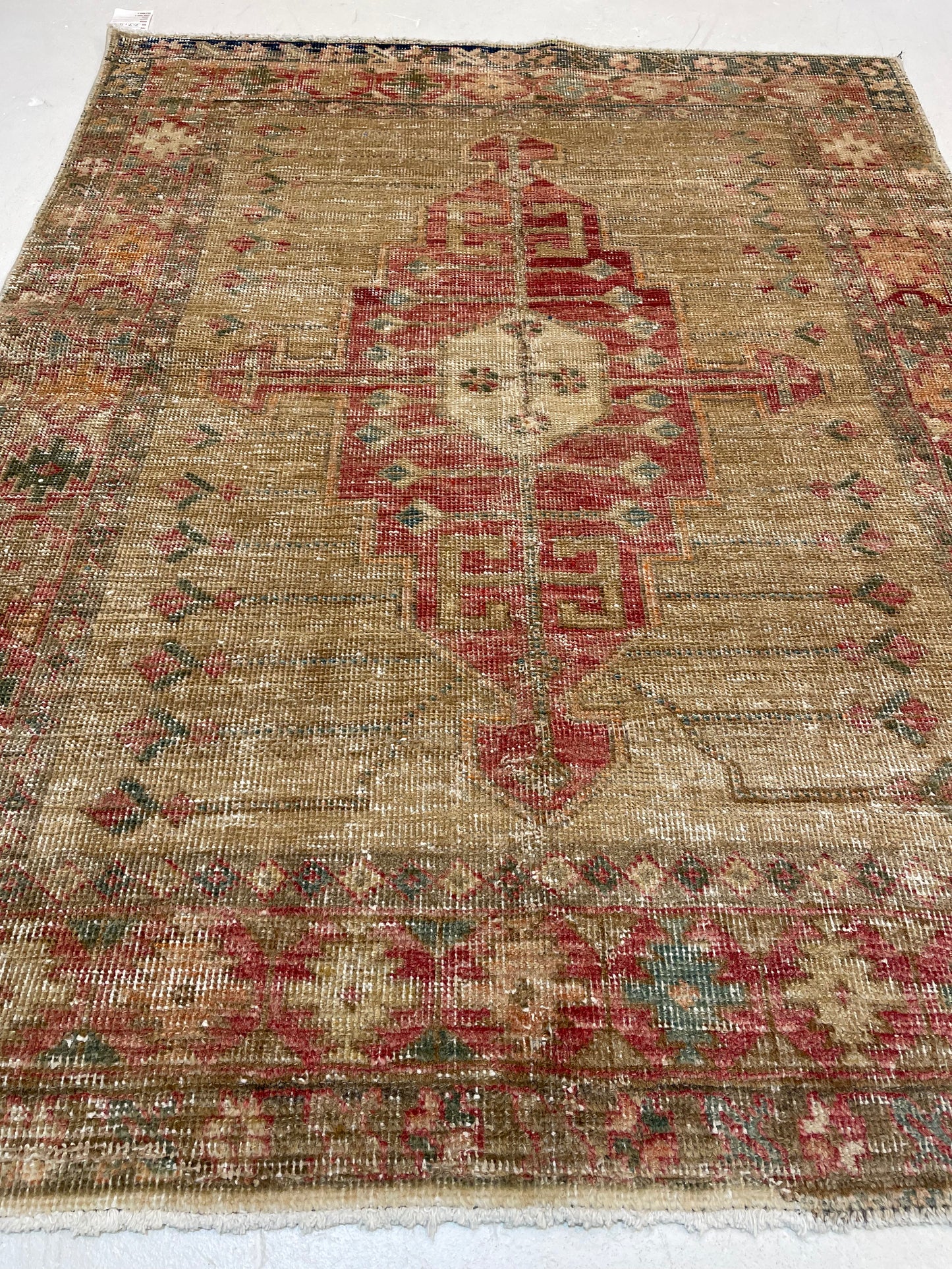 Hand-Knotted Wool Rug Turkish Oushak 3'7" x 4'8"