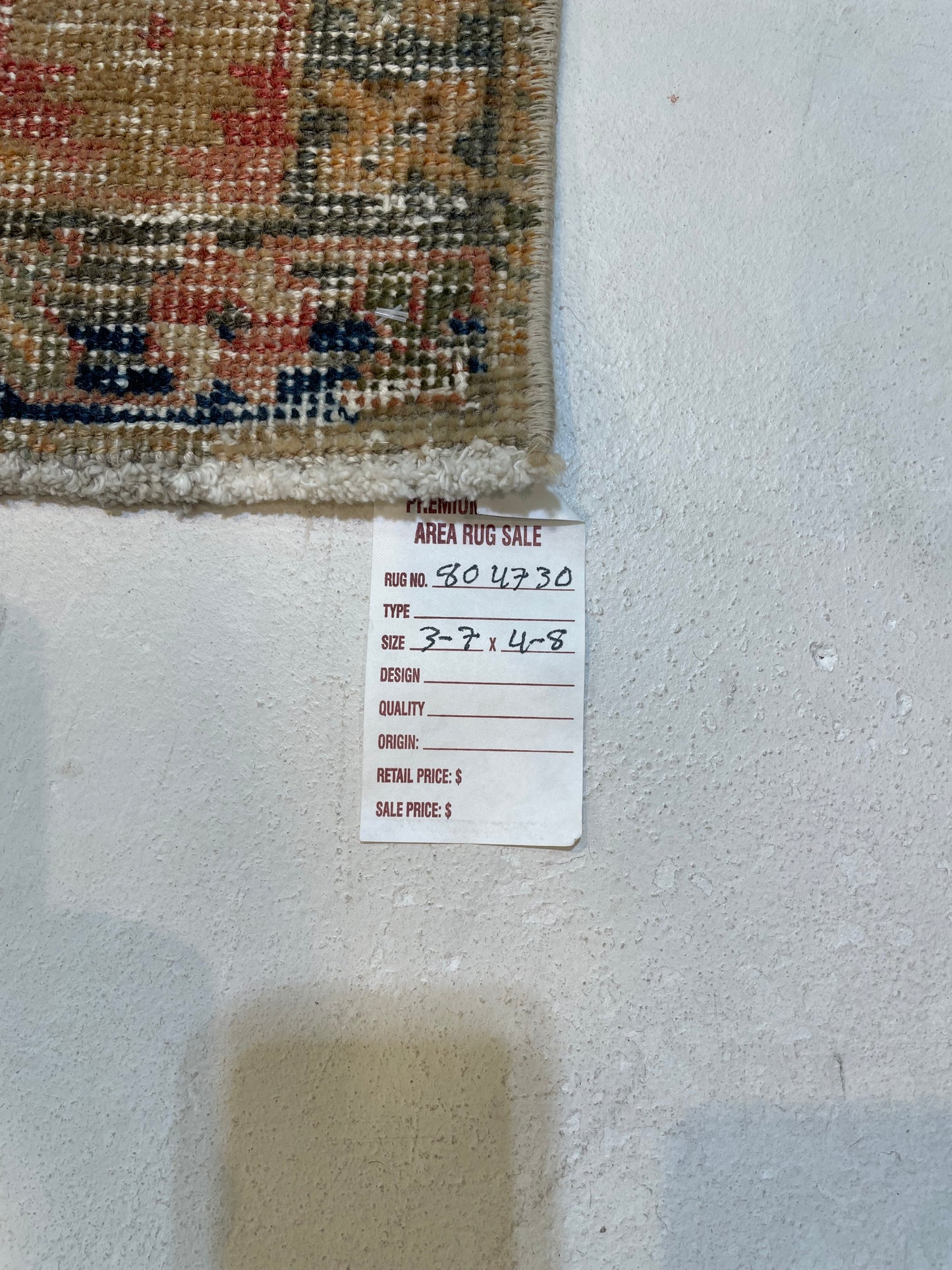 Hand-Knotted Wool Rug Turkish Oushak 3'7" x 4'8"