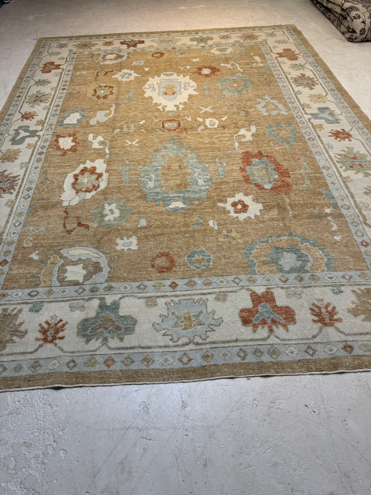 Hand-Knotted Wool Area Rug Turkish Oushak 10'1" x 13'8"
