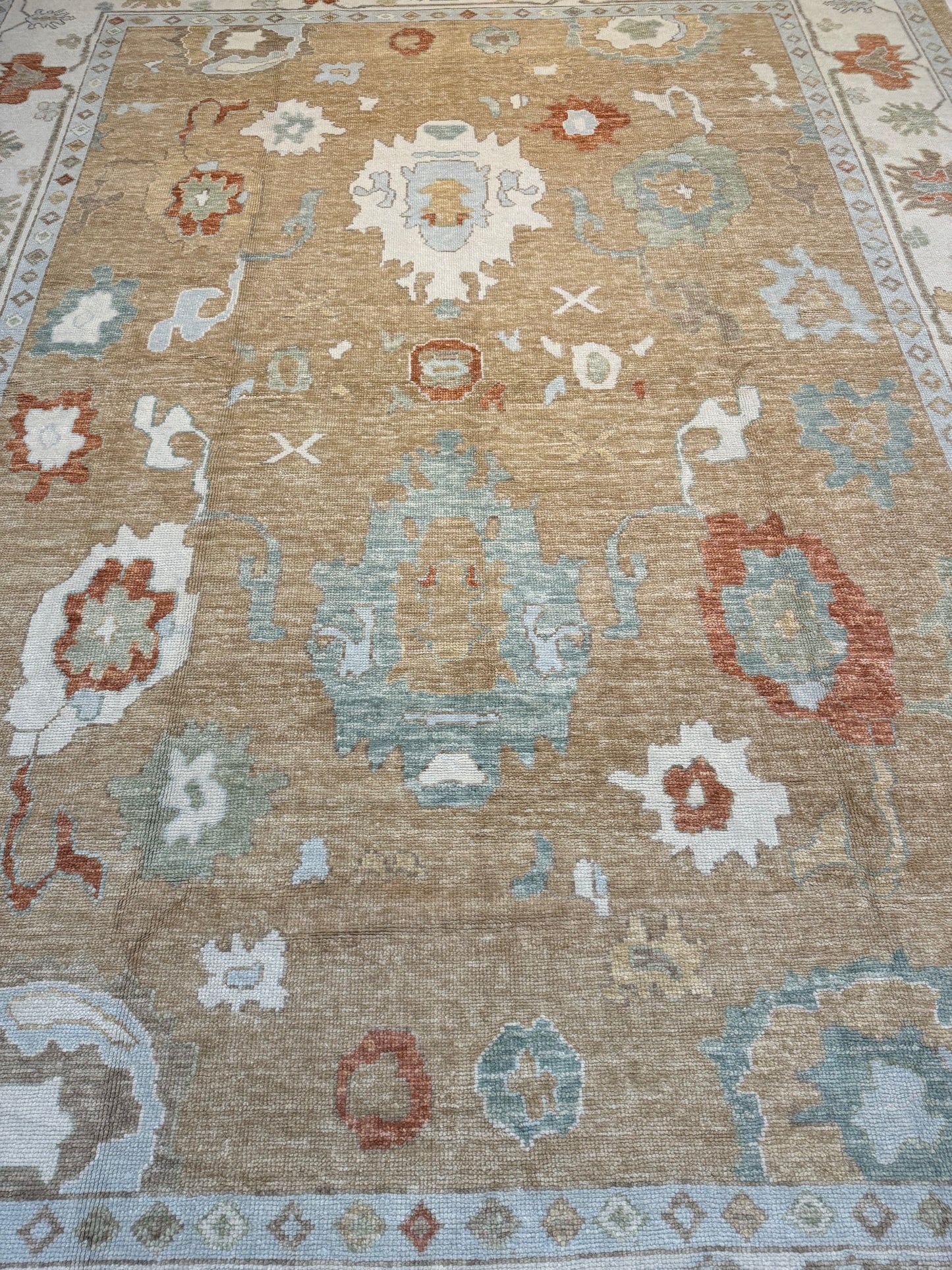 Hand-Knotted Wool Area Rug Turkish Oushak 10'1" x 13'8"