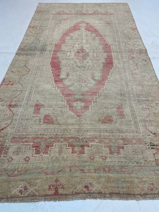 Hand-Knotted Wool Rug Turkish Oushak 3'4" x 6'5"