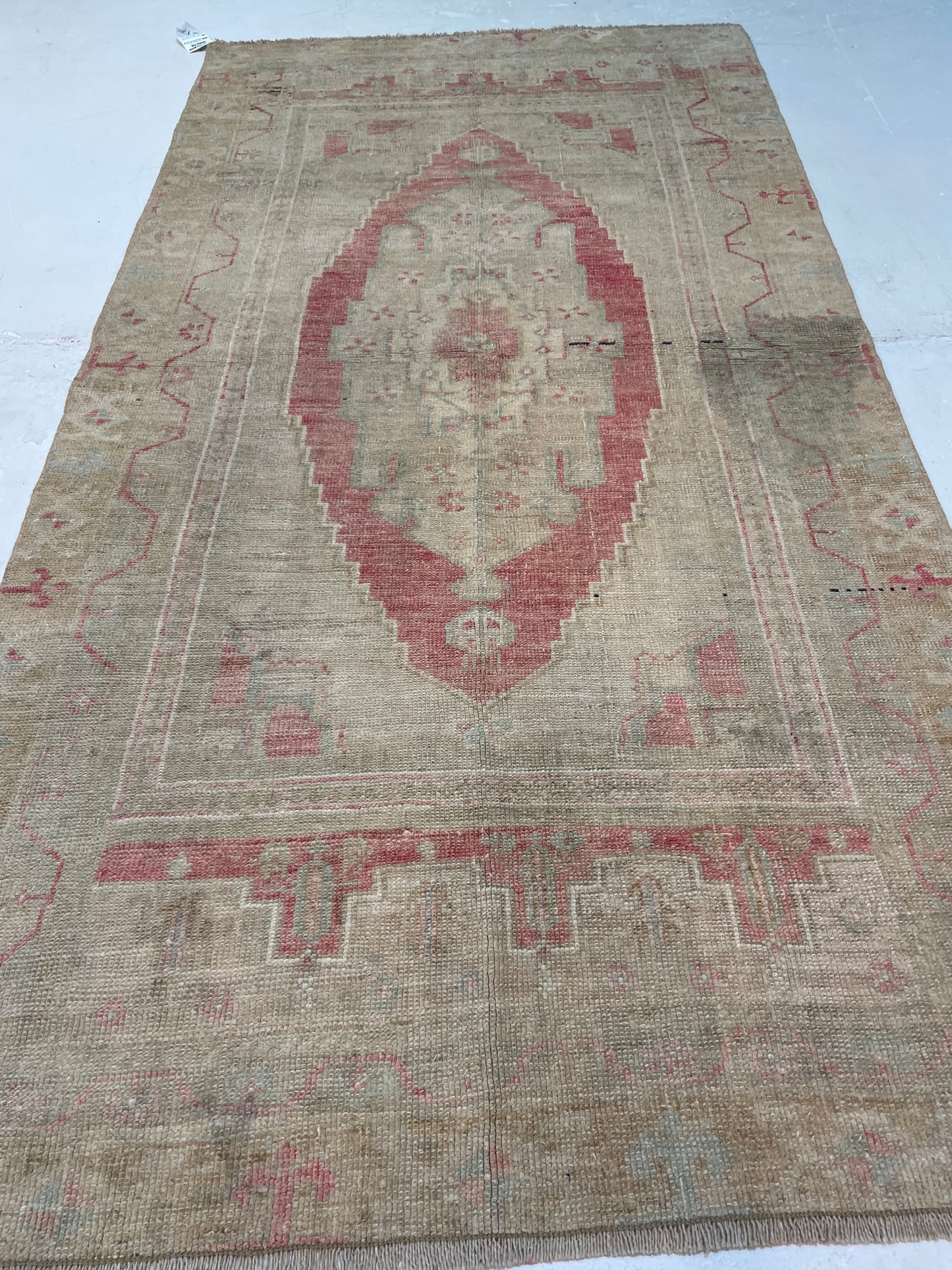 Hand-Knotted Wool Rug Turkish Oushak 3'4" x 6'5"