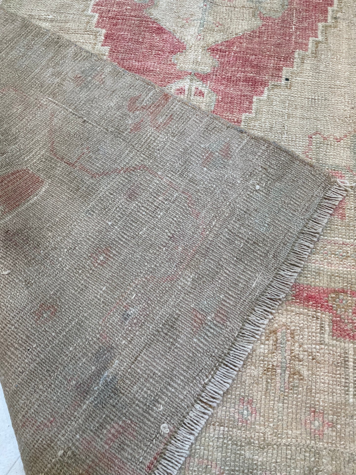 Hand-Knotted Wool Rug Turkish Oushak 3'4" x 6'5"