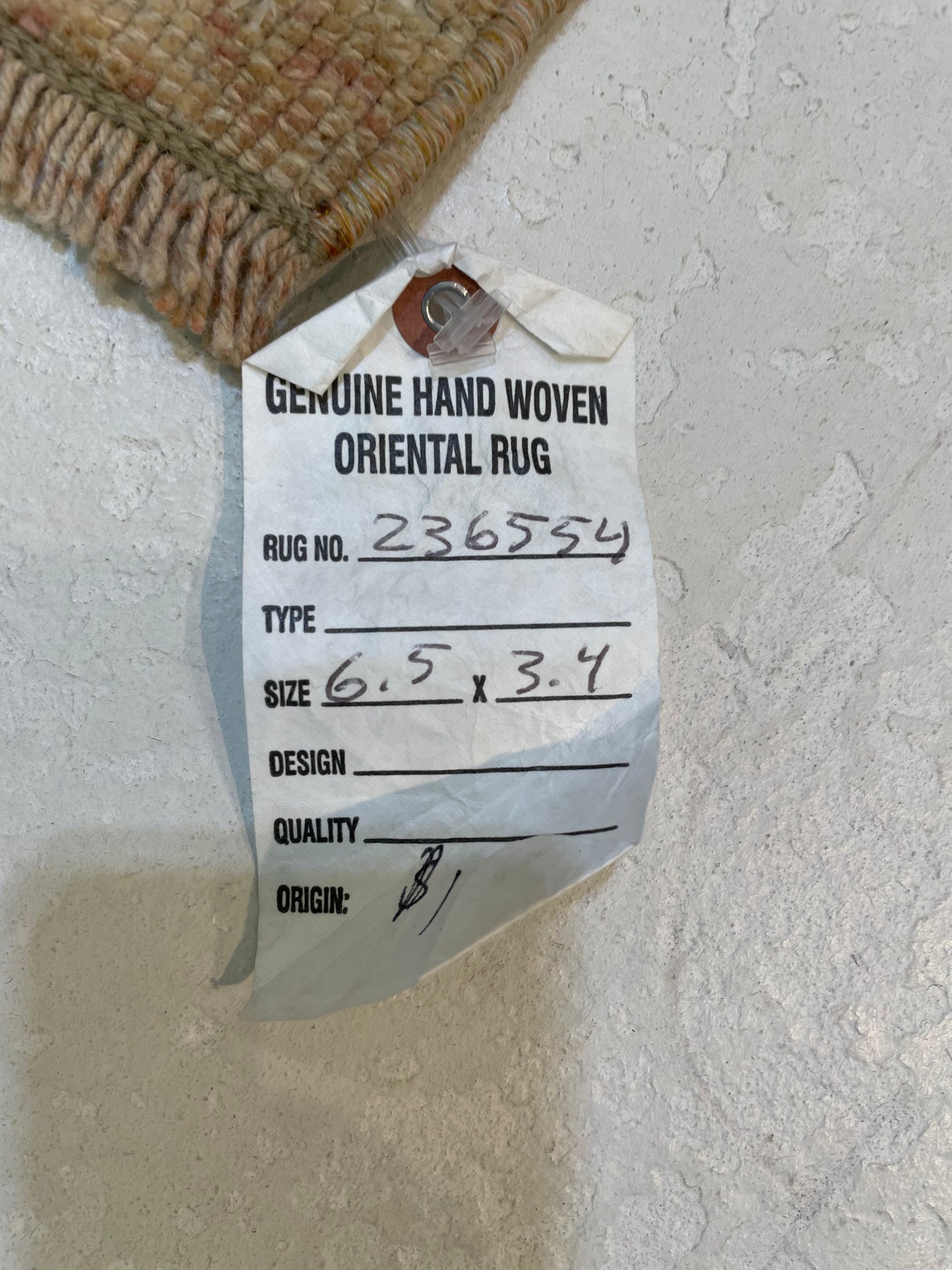 Hand-Knotted Wool Rug Turkish Oushak 3'4" x 6'5"