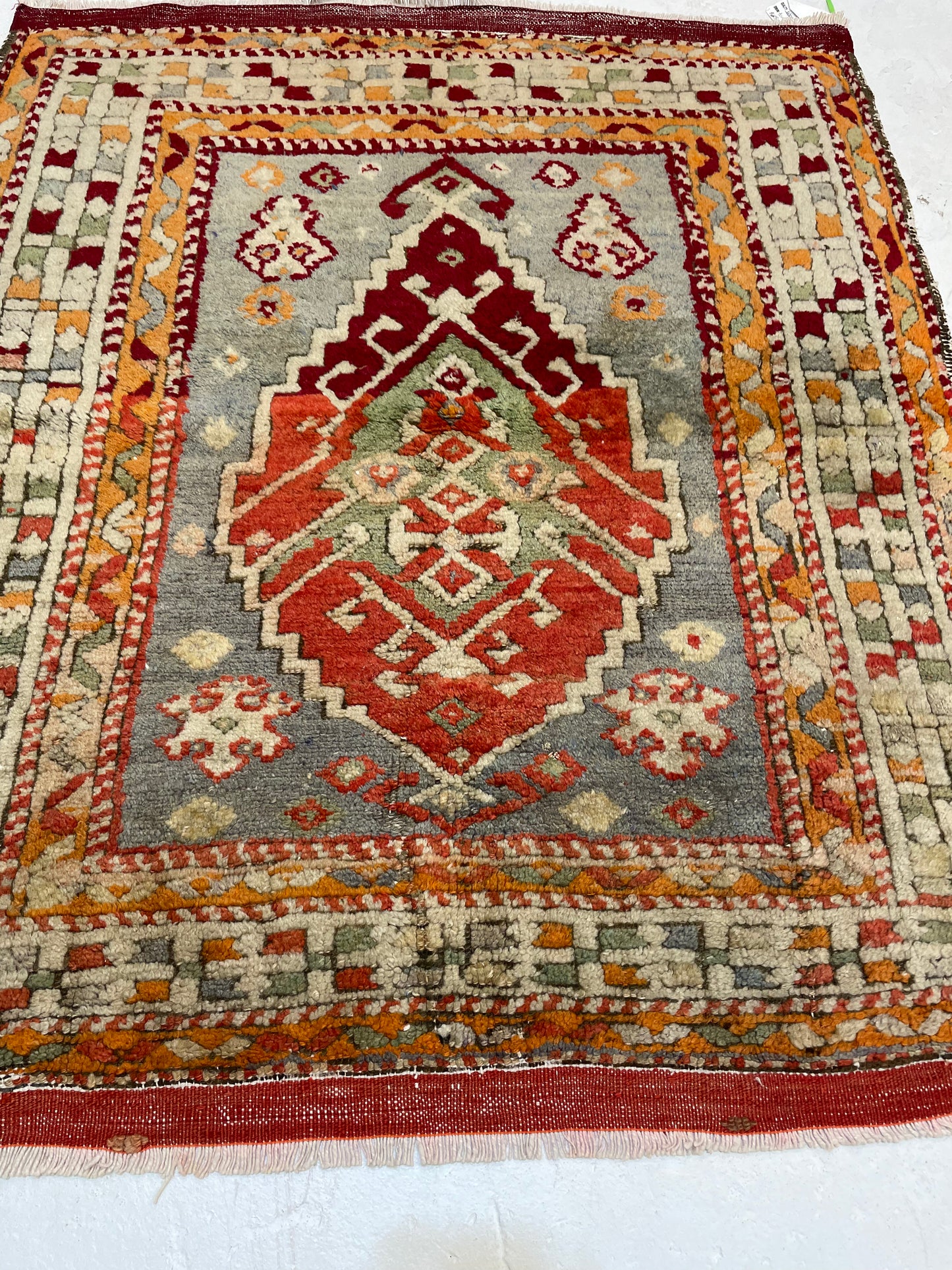 Hand-Knotted Wool Rug Turkish Oushak 2'10" x 3'2"