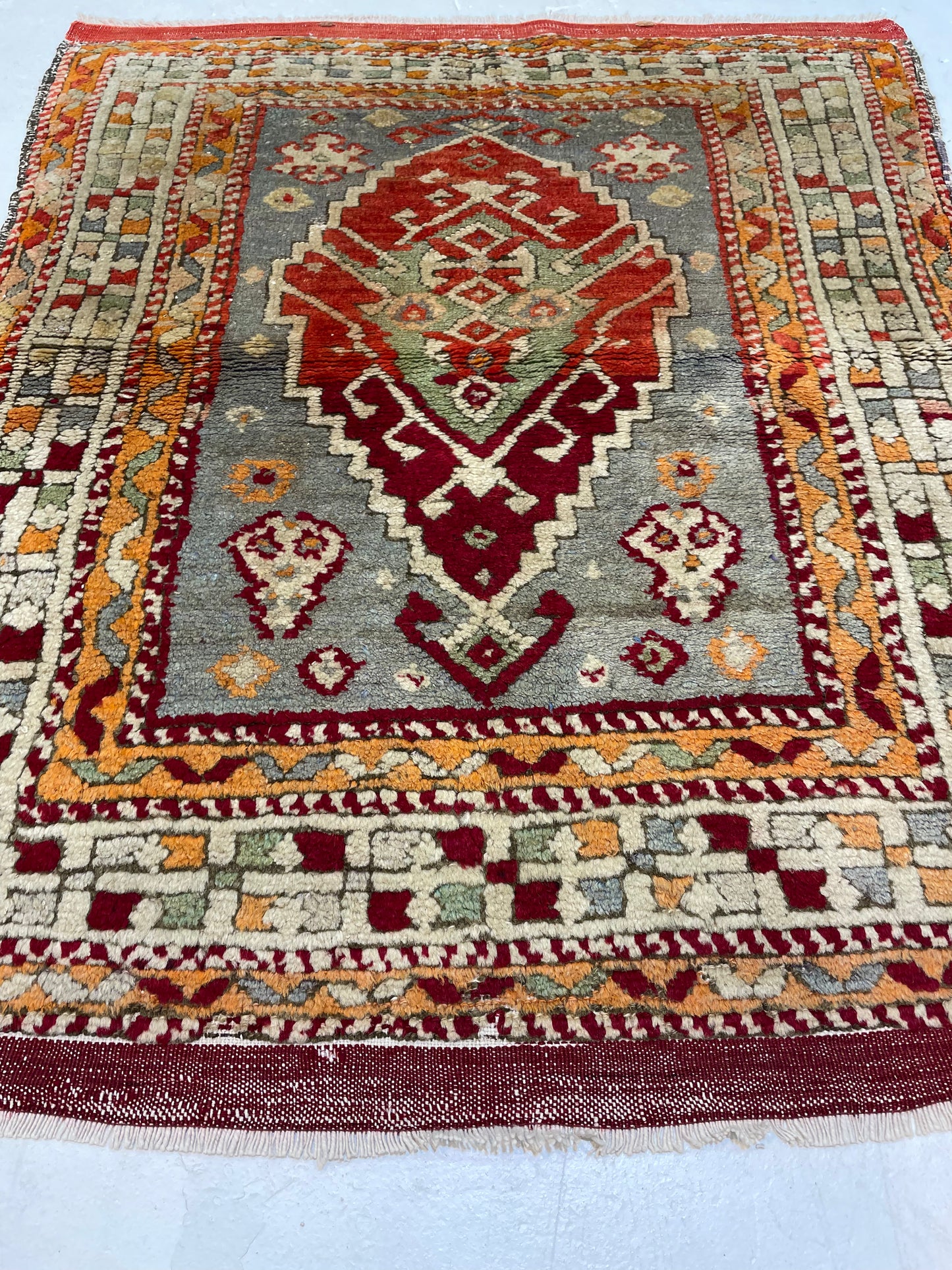 Hand-Knotted Wool Rug Turkish Oushak 2'10" x 3'2"
