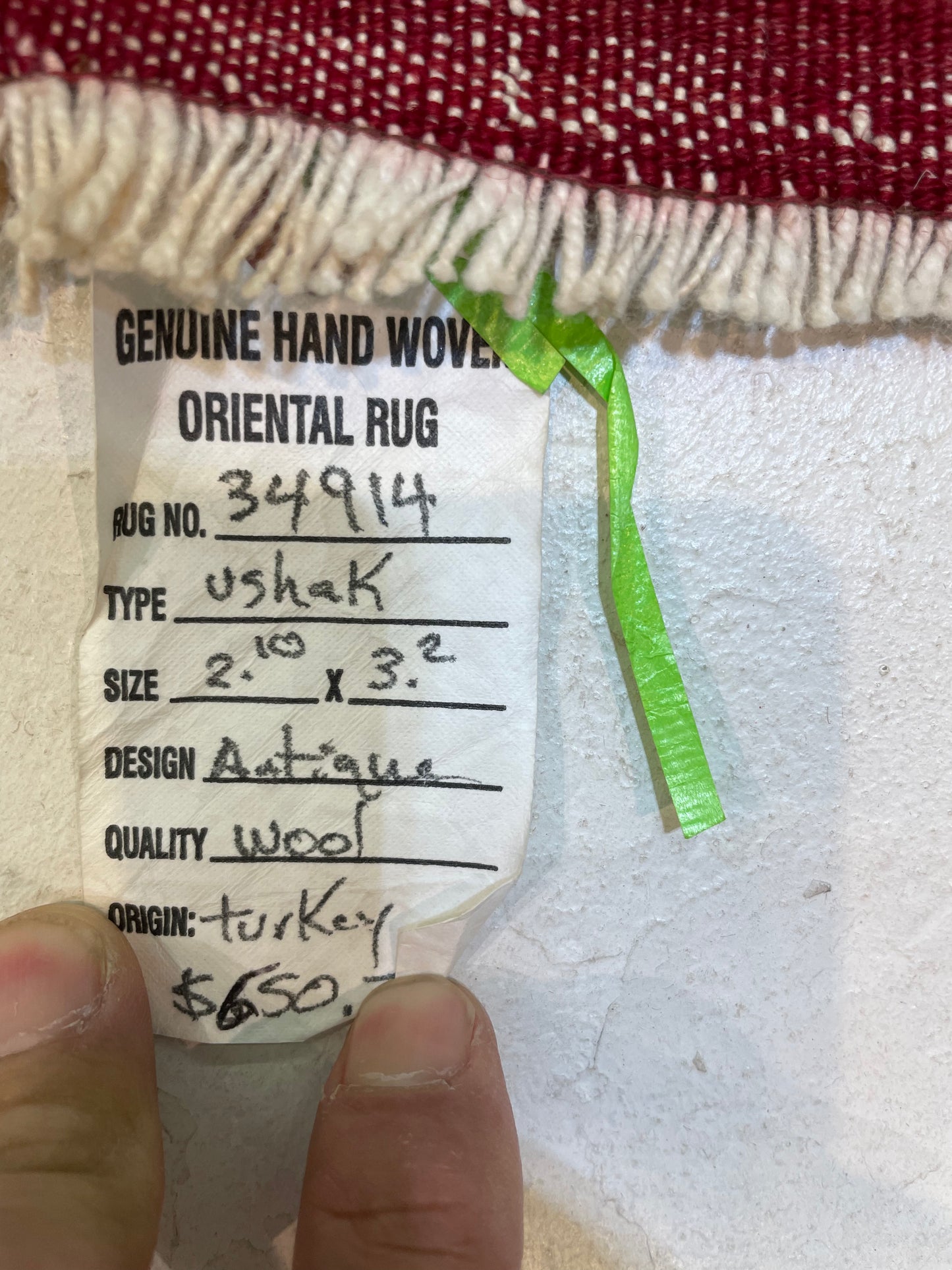 Hand-Knotted Wool Rug Turkish Oushak 2'10" x 3'2"