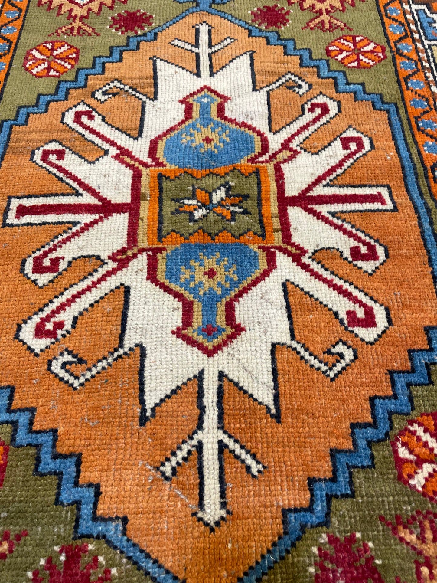 Hand-Knotted Wool Rug Turkish Oushak 2'9" x 3'8"