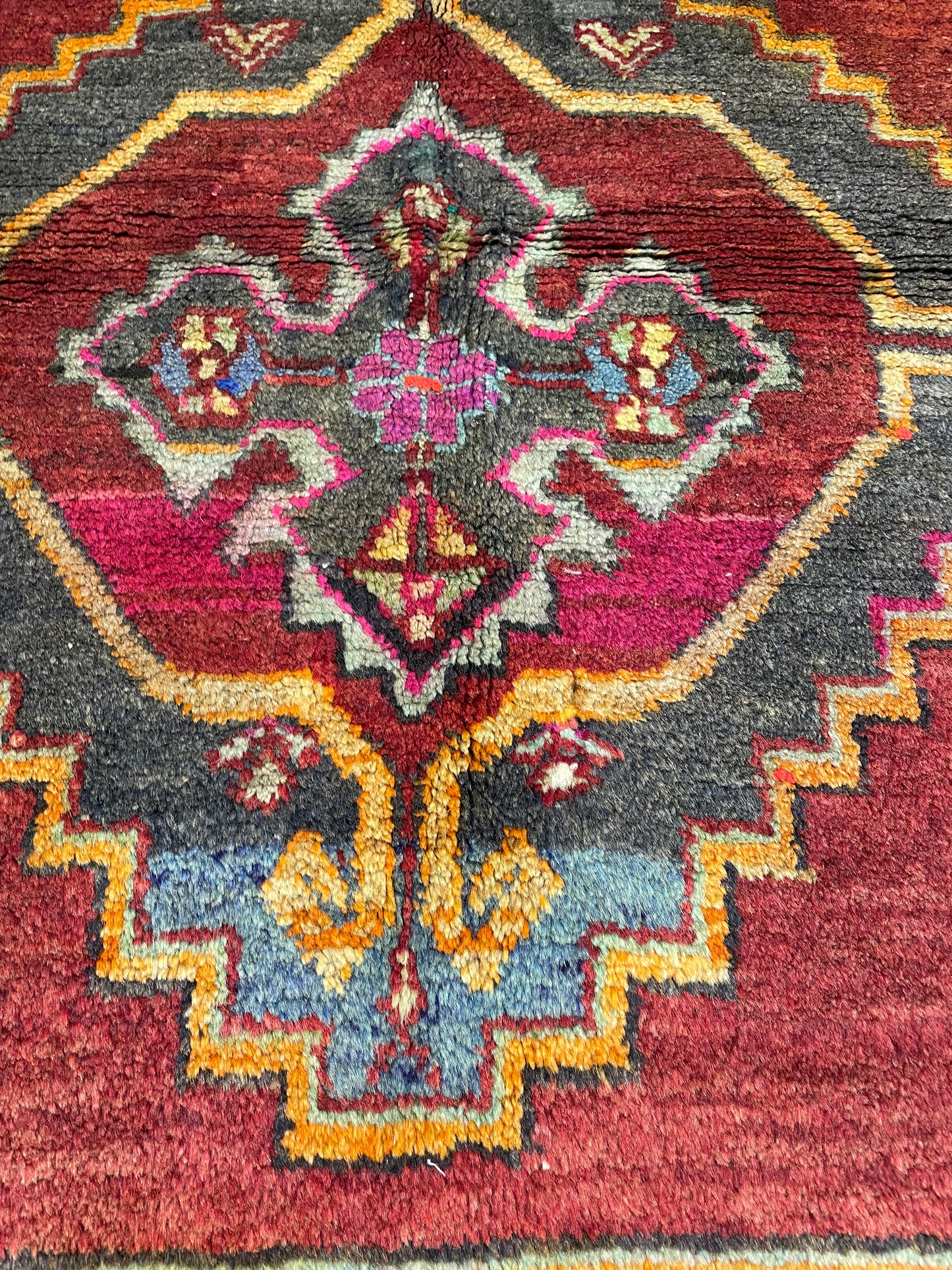 Hand-Knotted Wool Rug Turkish Oushak Square 3'7" x 3'7"