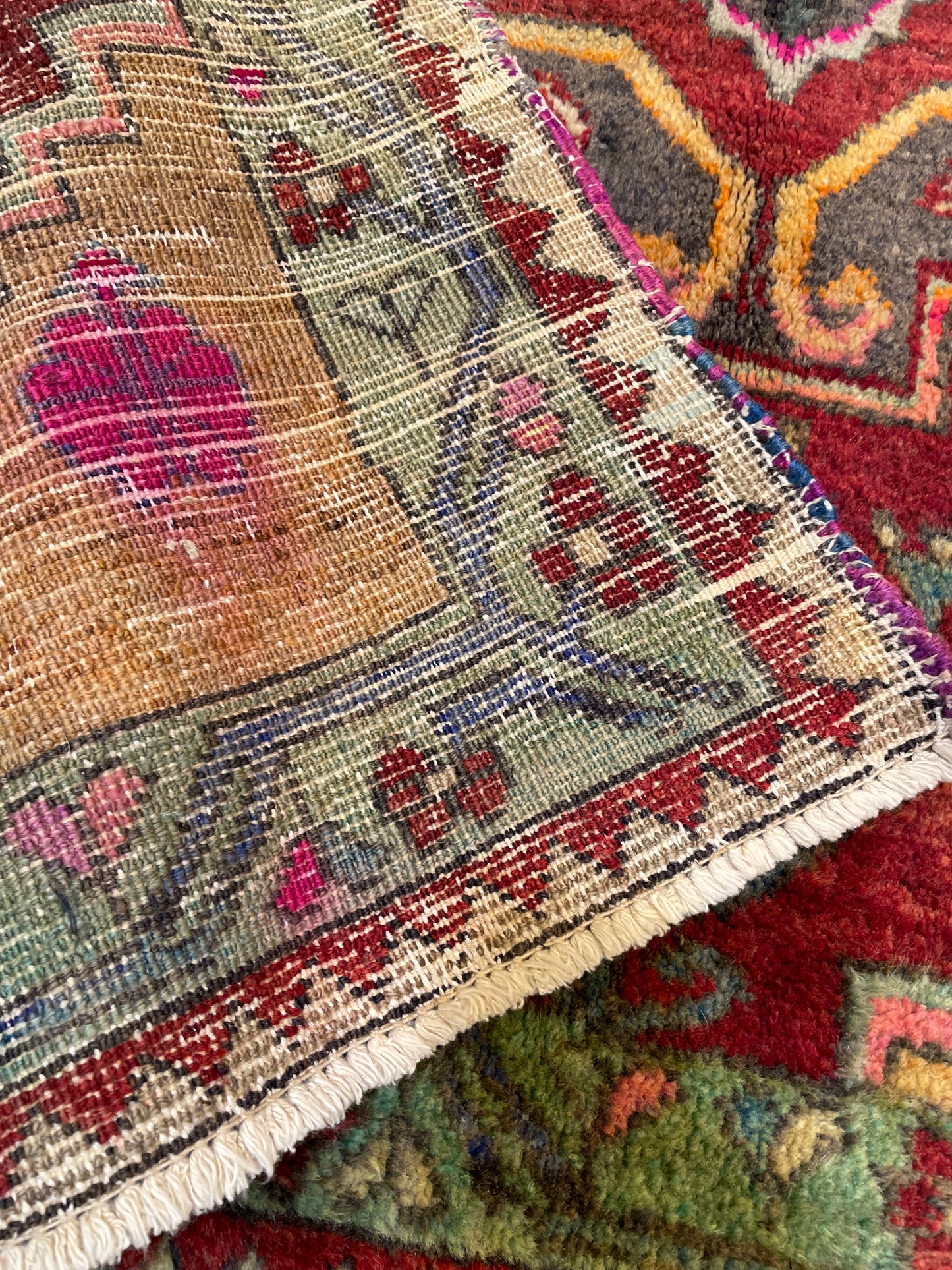 Hand-Knotted Wool Rug Turkish Oushak Square 3'7" x 3'7"