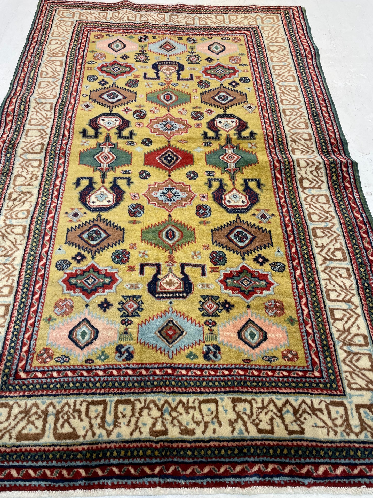 Hand-Knotted Wool Rug Turkish Oushak 3' x 4'7"
