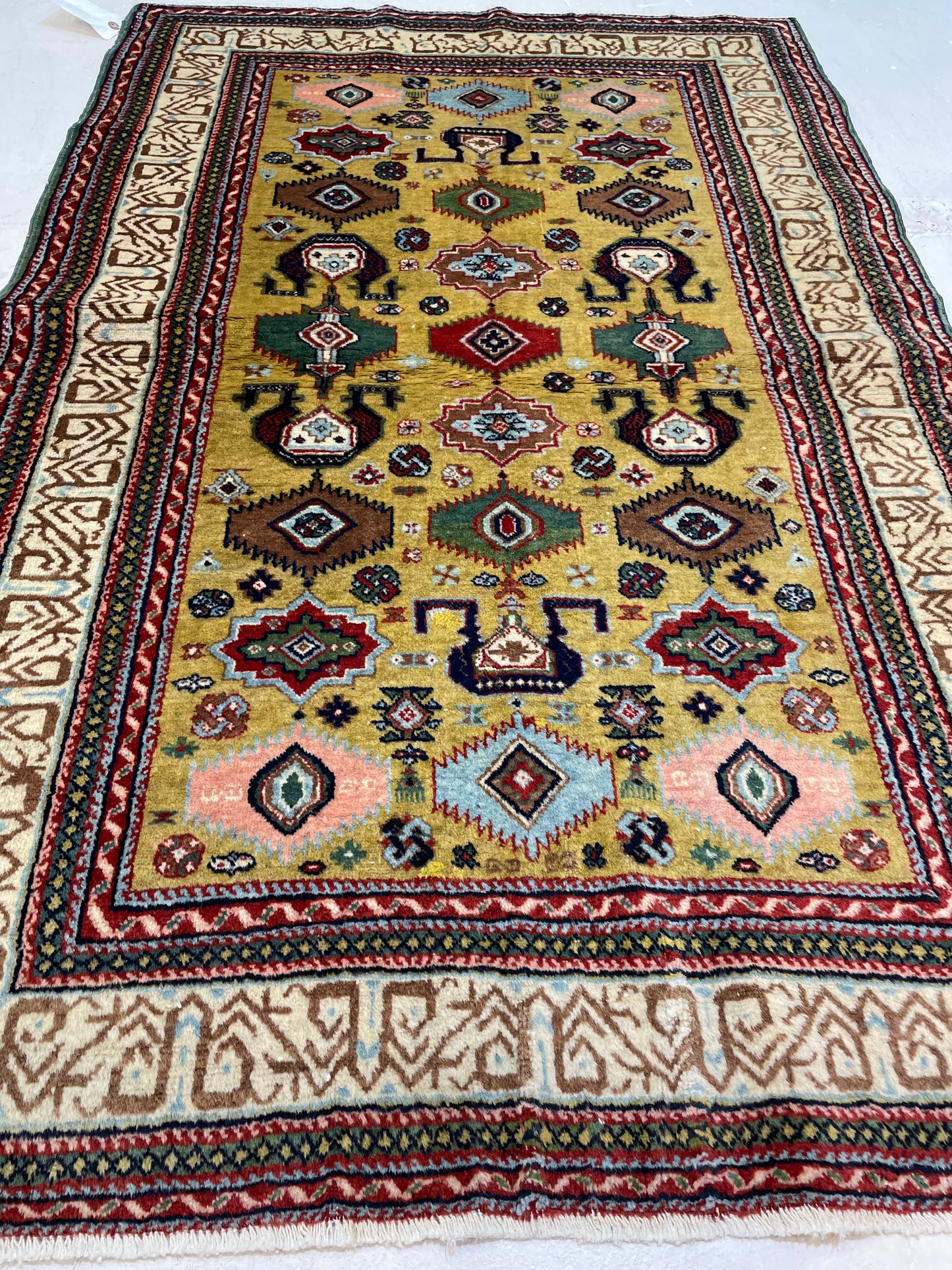 Hand-Knotted Wool Rug Turkish Oushak 3' x 4'7"