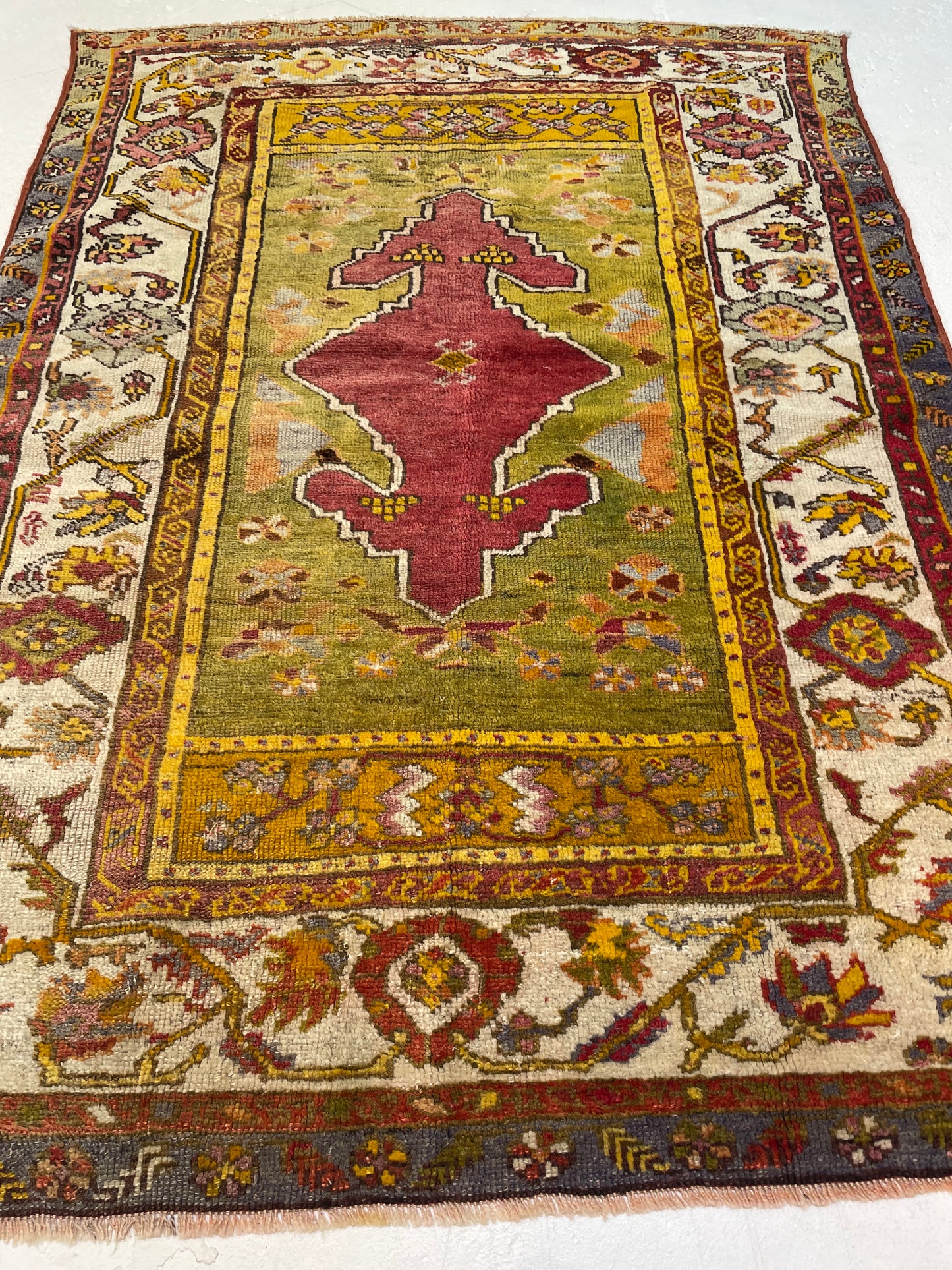 Hand-Knotted Wool Rug Turkish Oushak 3'1" x 4'4"