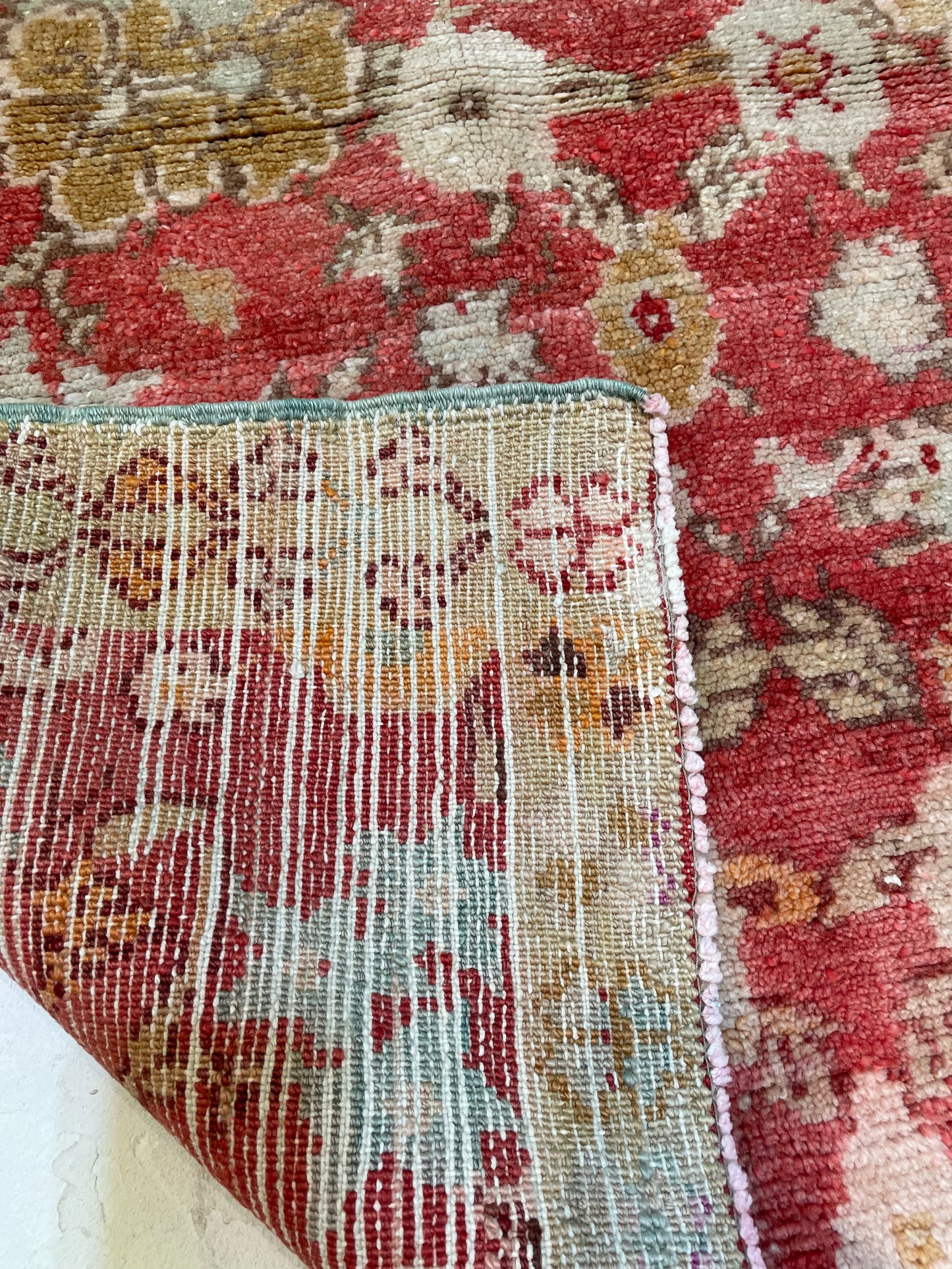 Hand-Knotted Wool Rug Turkish Oushak 3'3" x 3'11"