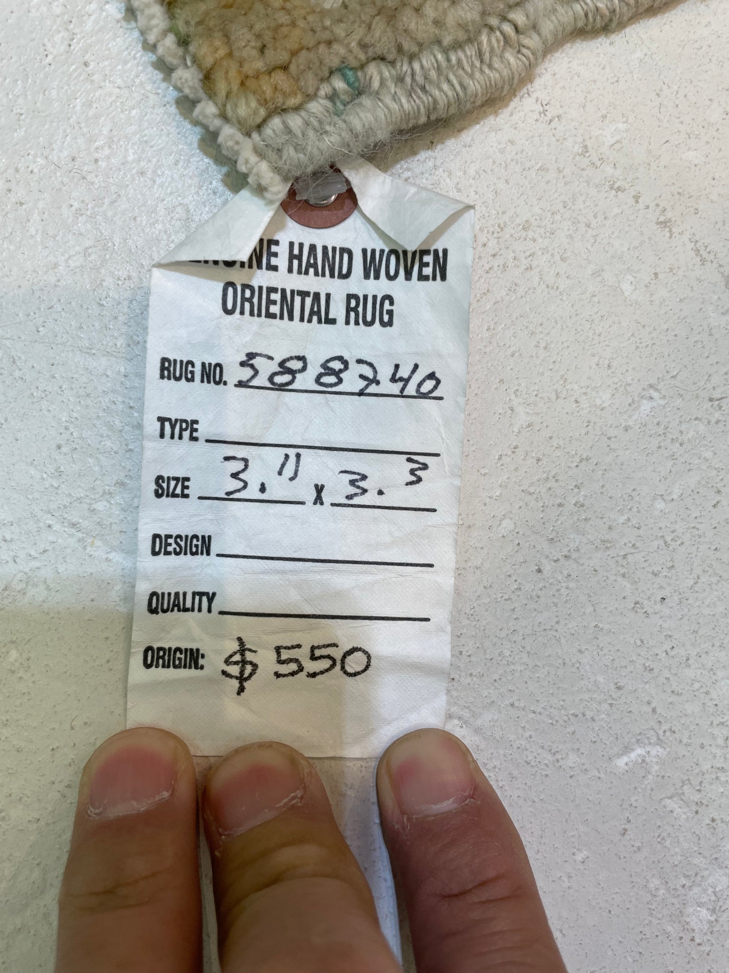 Hand-Knotted Wool Rug Turkish Oushak 3'3" x 3'11"