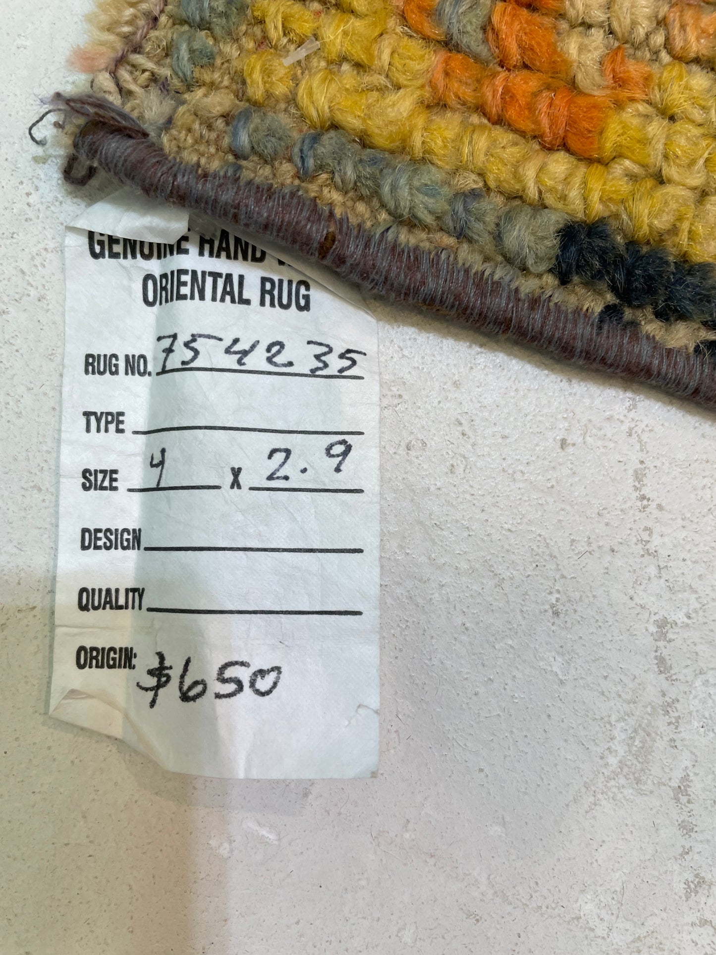 Hand-Knotted Wool Rug Turkish Oushak 2'9" x 4'