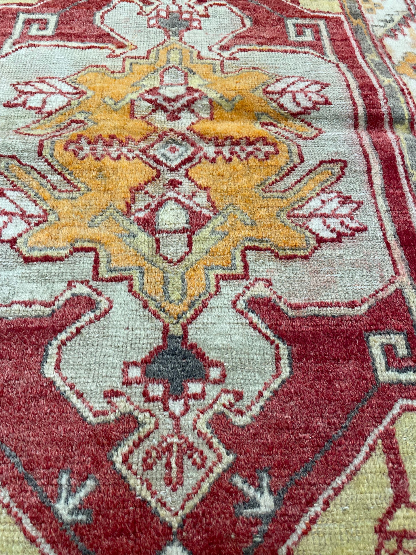 Hand-Knotted Wool Rug Turkish Oushak 2'8" x 4'4"