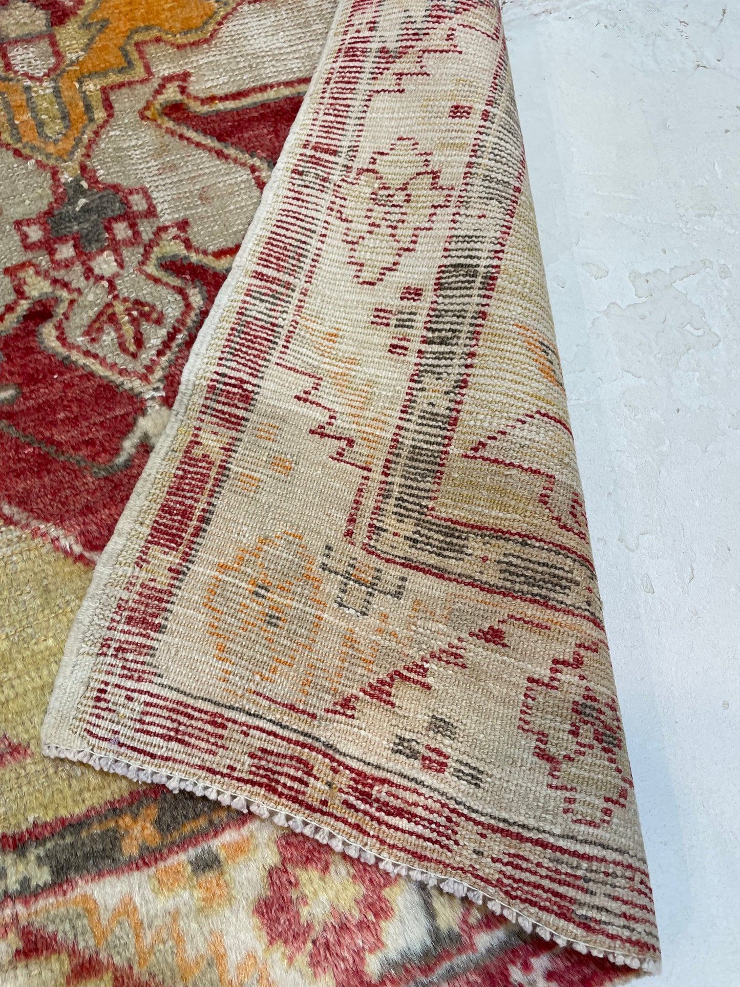 Hand-Knotted Wool Rug Turkish Oushak 2'8" x 4'4"