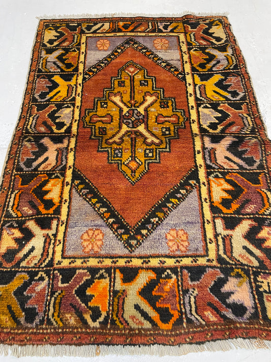 Hand-Knotted Wool Rug Turkish Oushak 2'10" x 4'3"