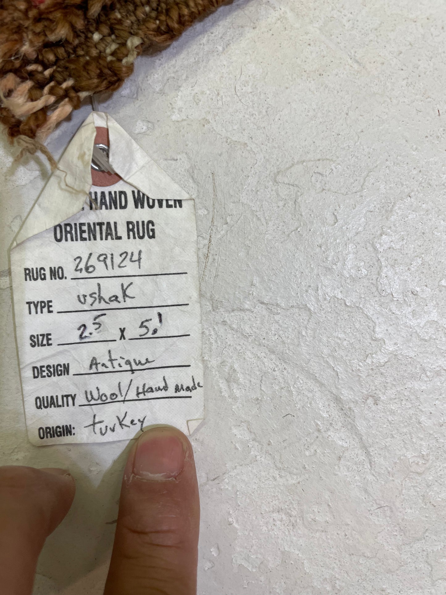 Hand-Knotted Wool Rug Turkish Oushak 2'5" x 5'1"