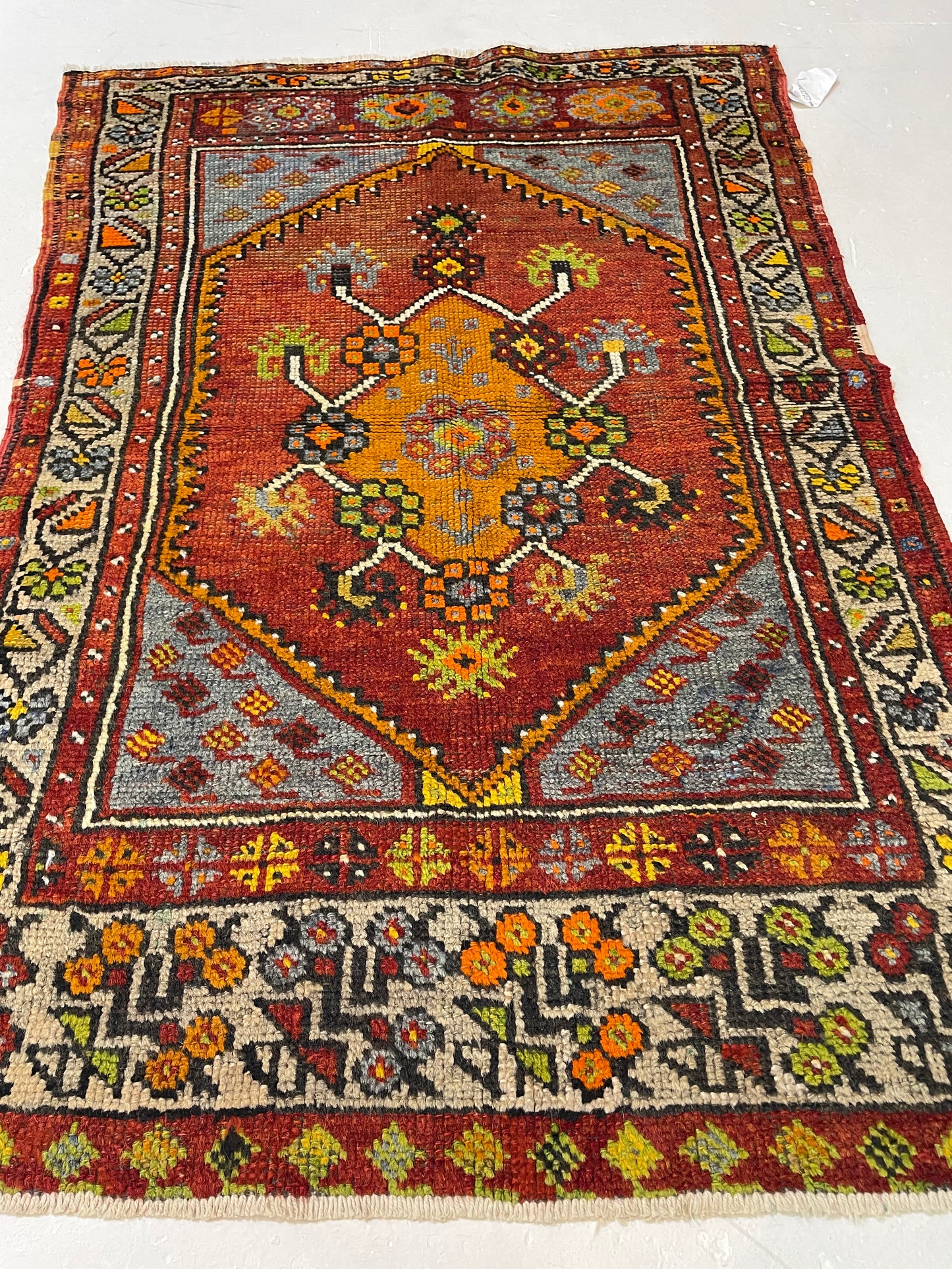 Hand-Knotted Wool Rug Turkish Oushak 2'10" x 4'2"