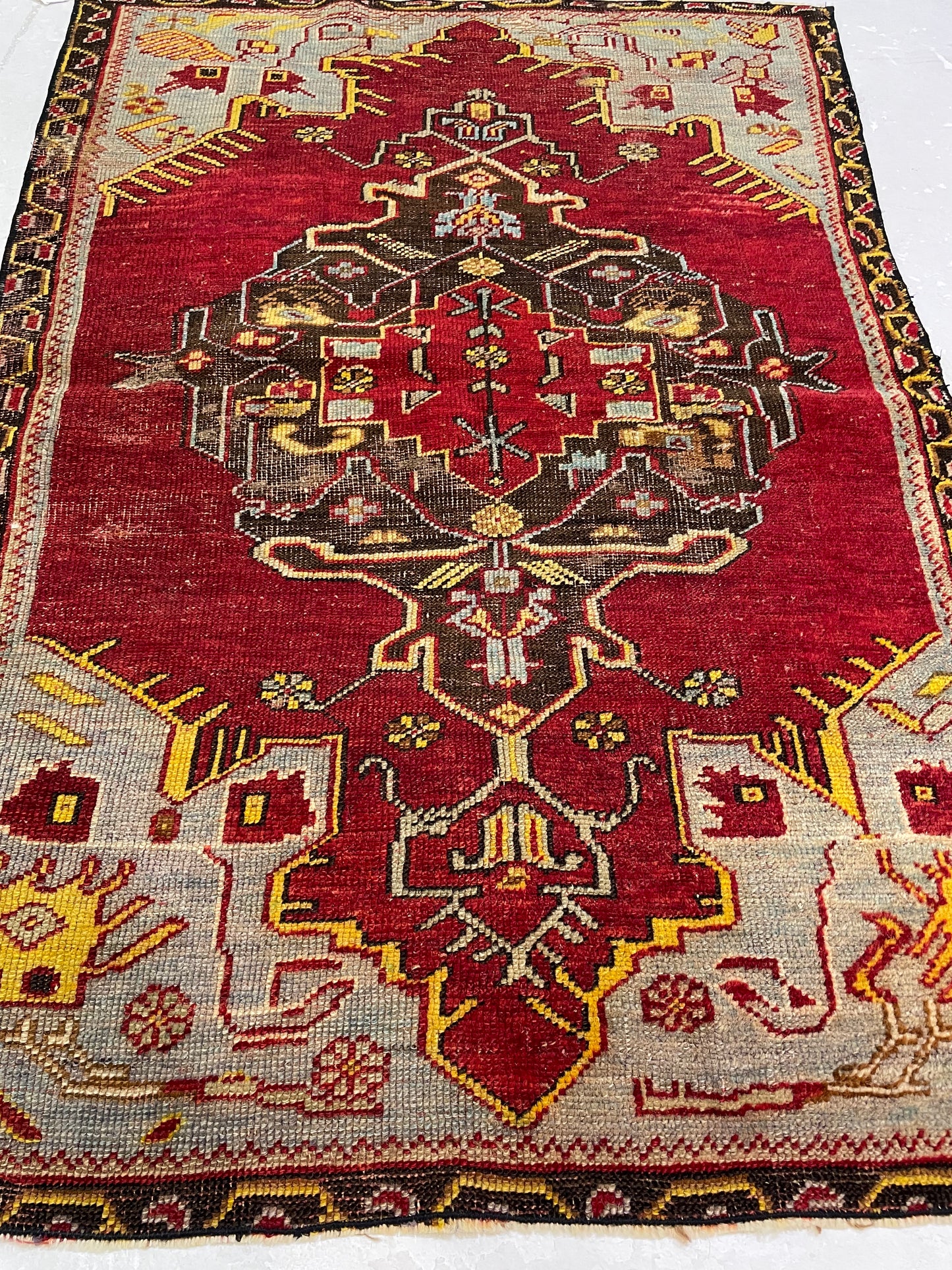 Hand-Knotted Wool Rug Turkish Oushak 2'8" x 3'9"