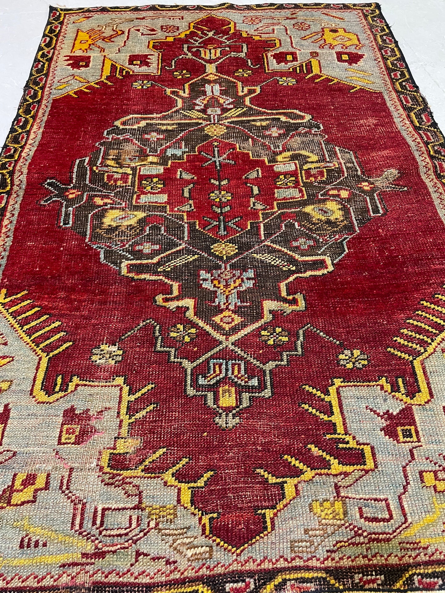 Hand-Knotted Wool Rug Turkish Oushak 2'8" x 3'9"