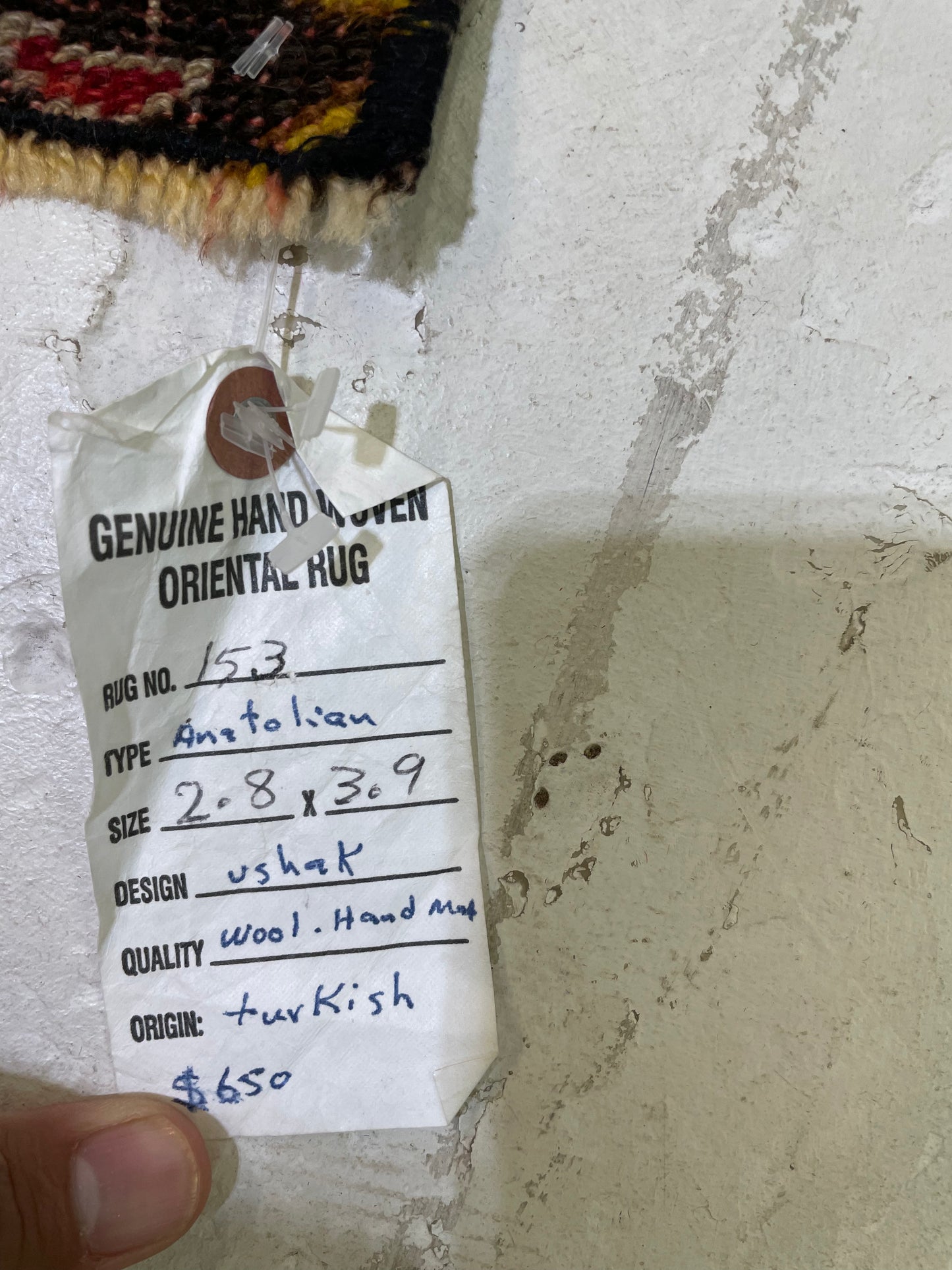 Hand-Knotted Wool Rug Turkish Oushak 2'8" x 3'9"