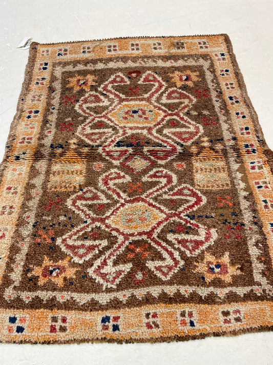 Hand-Knotted Wool Rug Turkish Oushak 2'6" x 3'3"