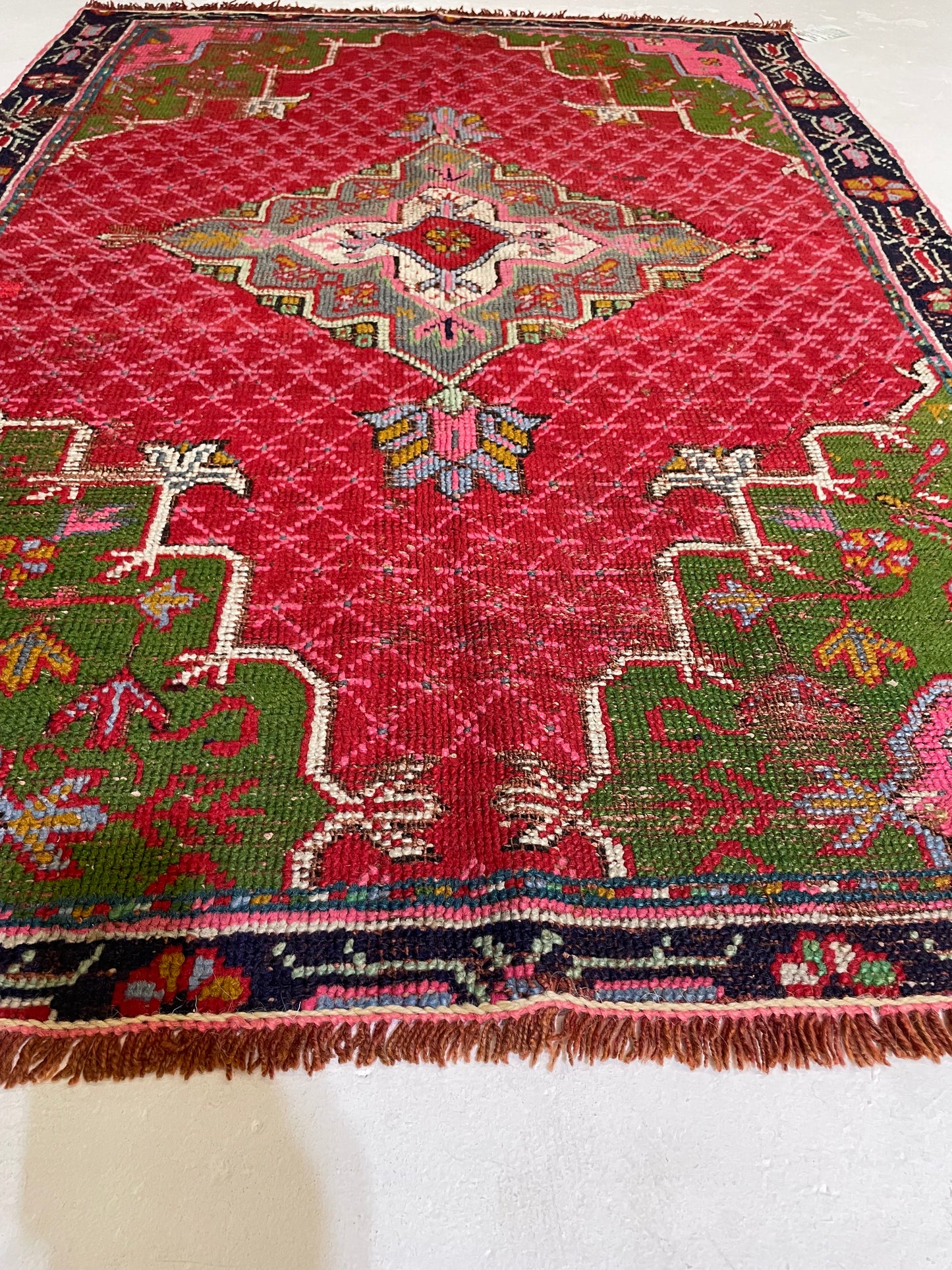 Hand-Knotted Wool Rug Turkish Oushak 3'5" x 4'8"